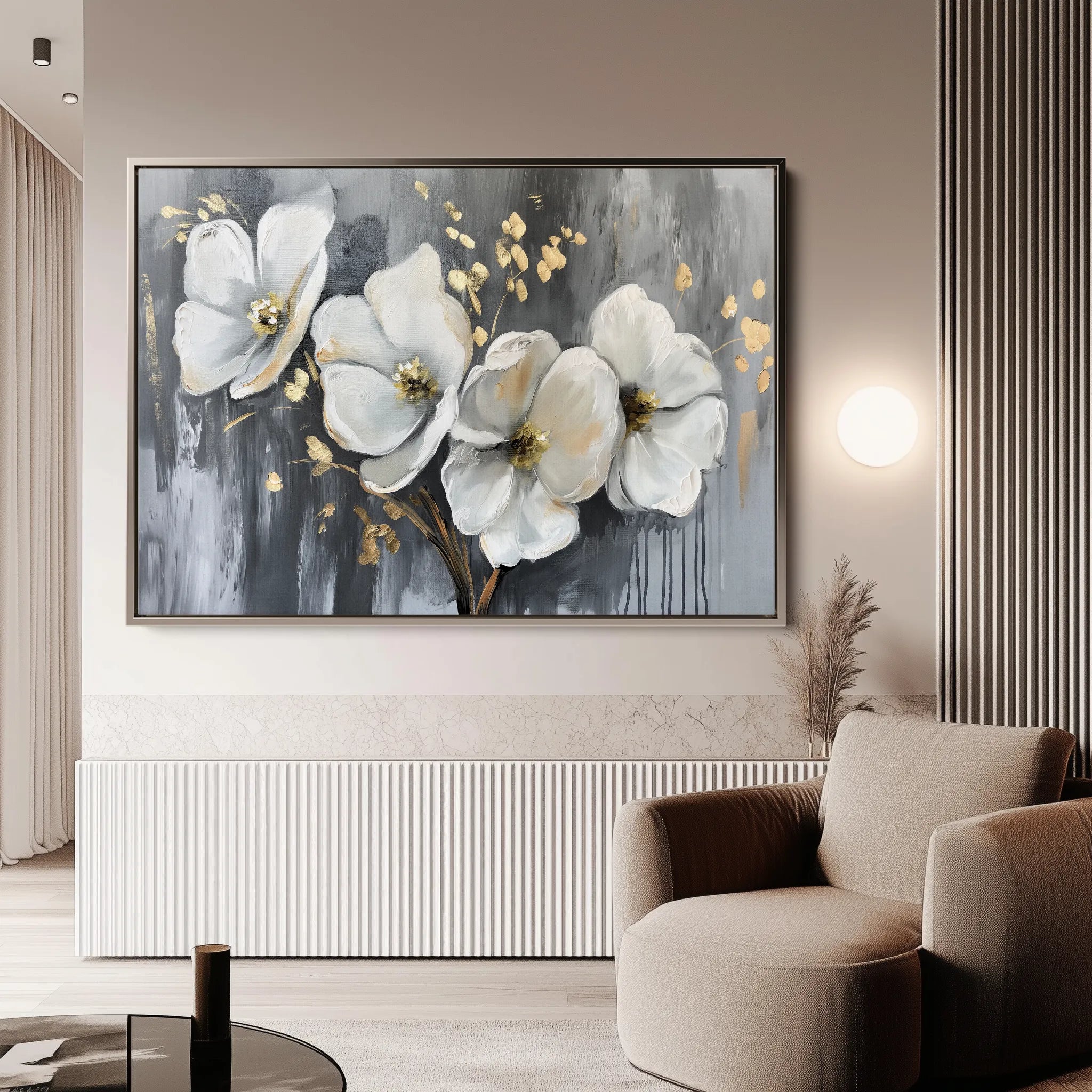 Floral 067 Canvas Art 18" x 24" / 45 x 60 cm / Black