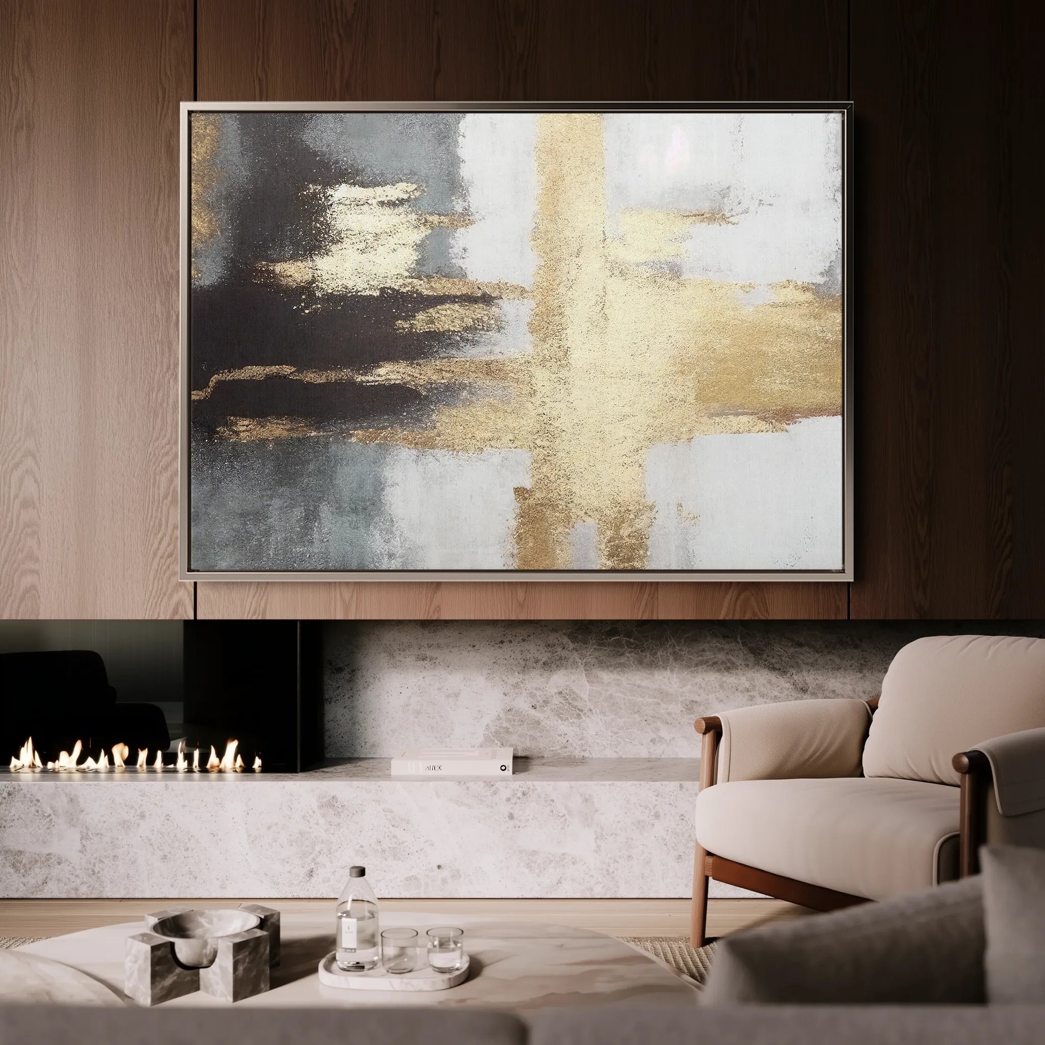 Abstract 068 Canvas Art 18" x 24" / 45 x 60 cm / Black