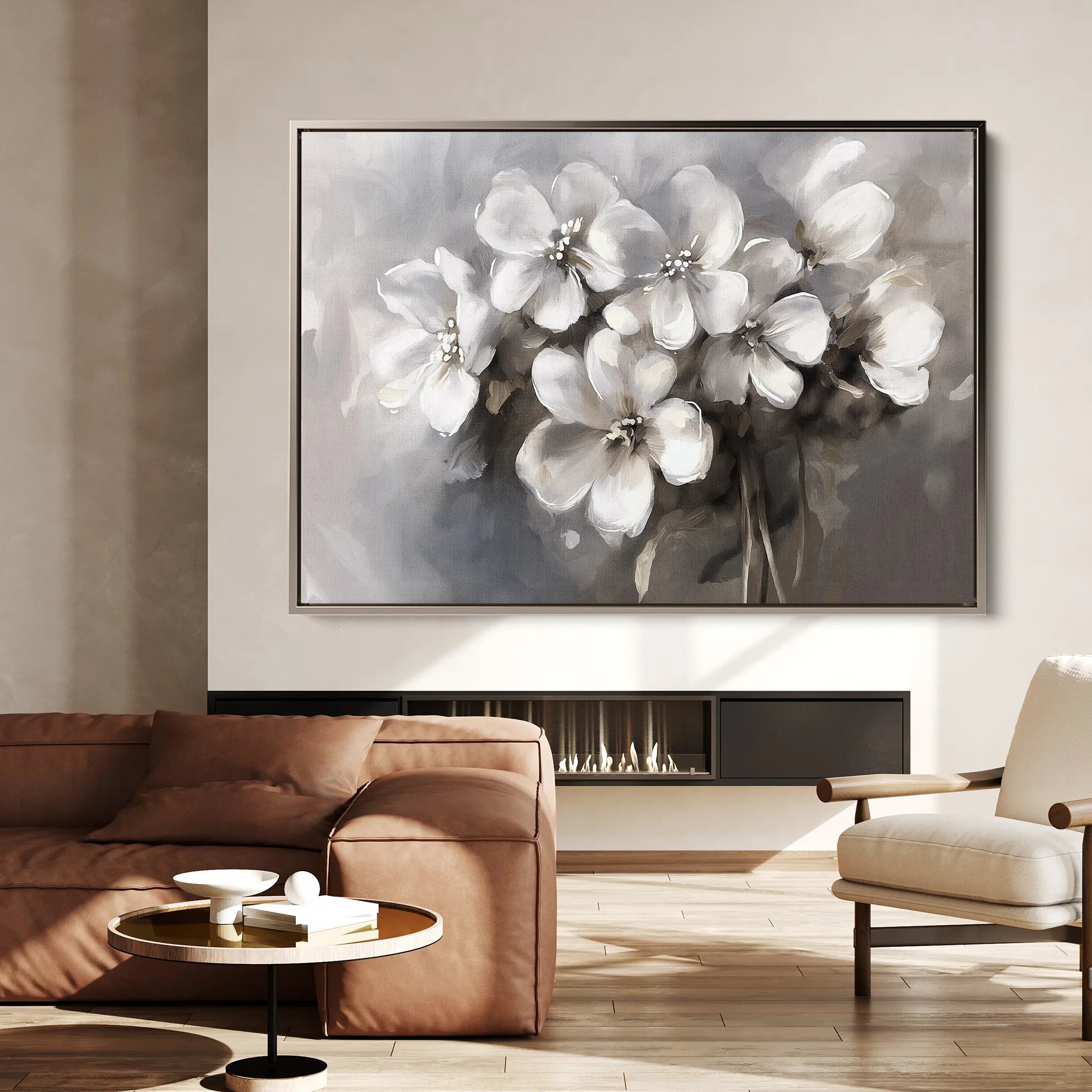 Floral 068 Canvas Art 18" x 24" / 45 x 60 cm / Black