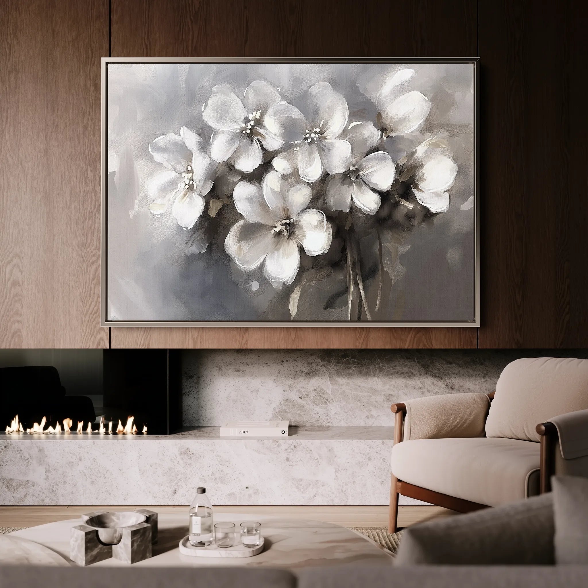 Floral 068 Canvas Art 18" x 24" / 45 x 60 cm / Black