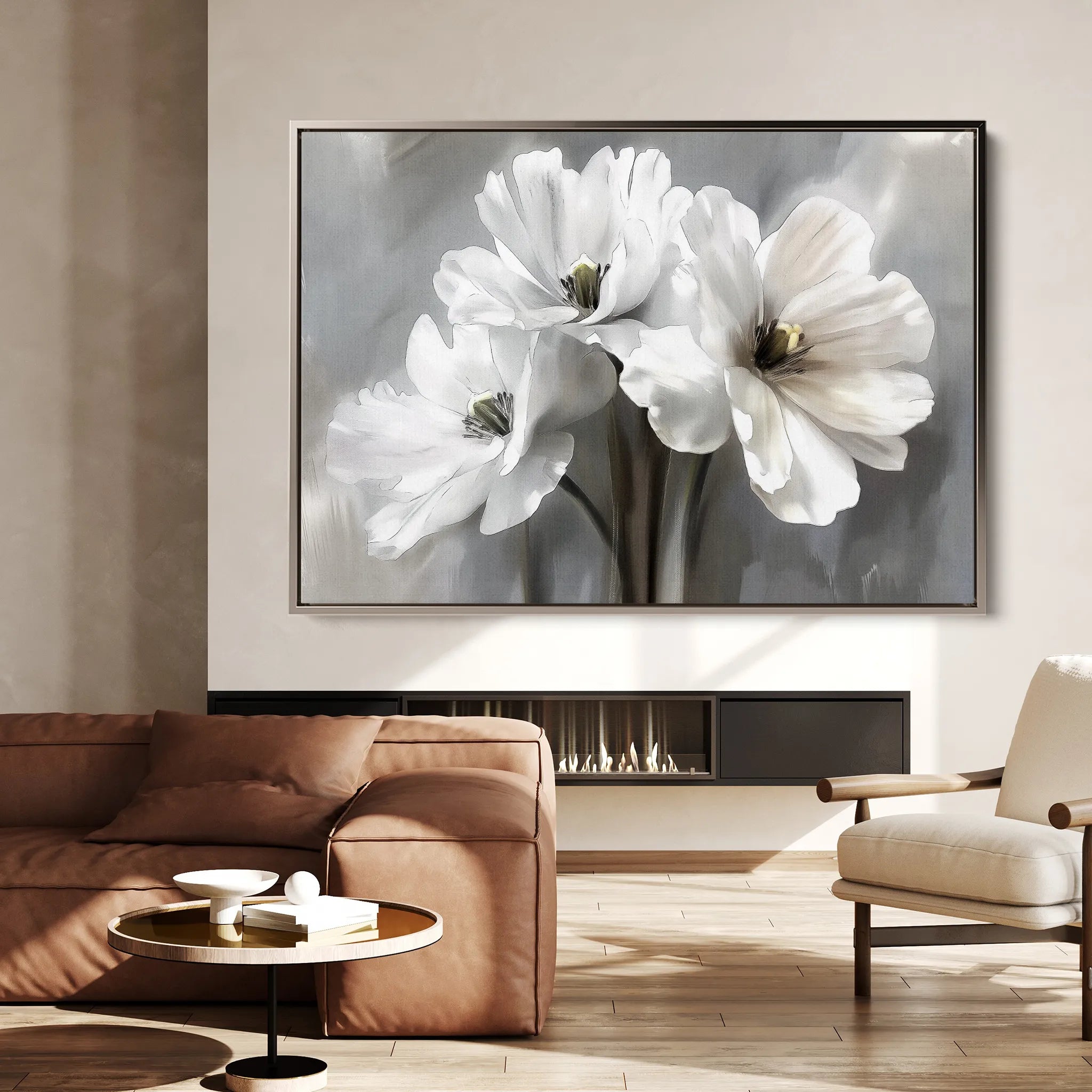 Floral 069 Canvas Art 18" x 24" / 45 x 60 cm / Black