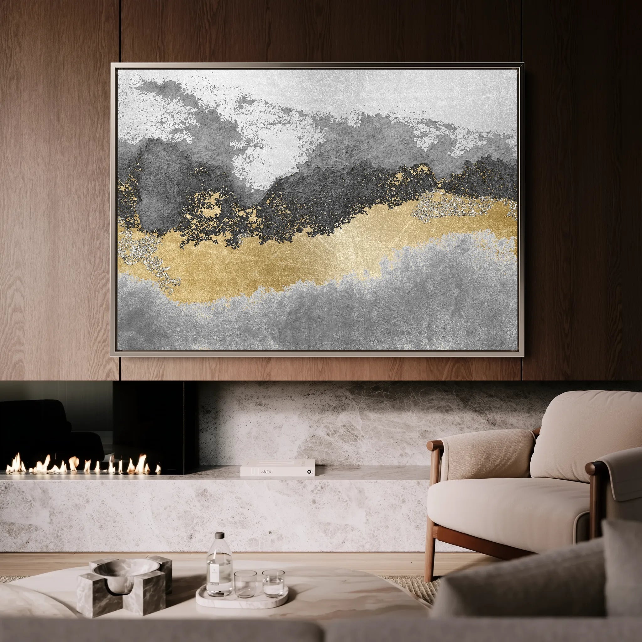Abstract 070 Canvas Art 18" x 24" / 45 x 60 cm / Black