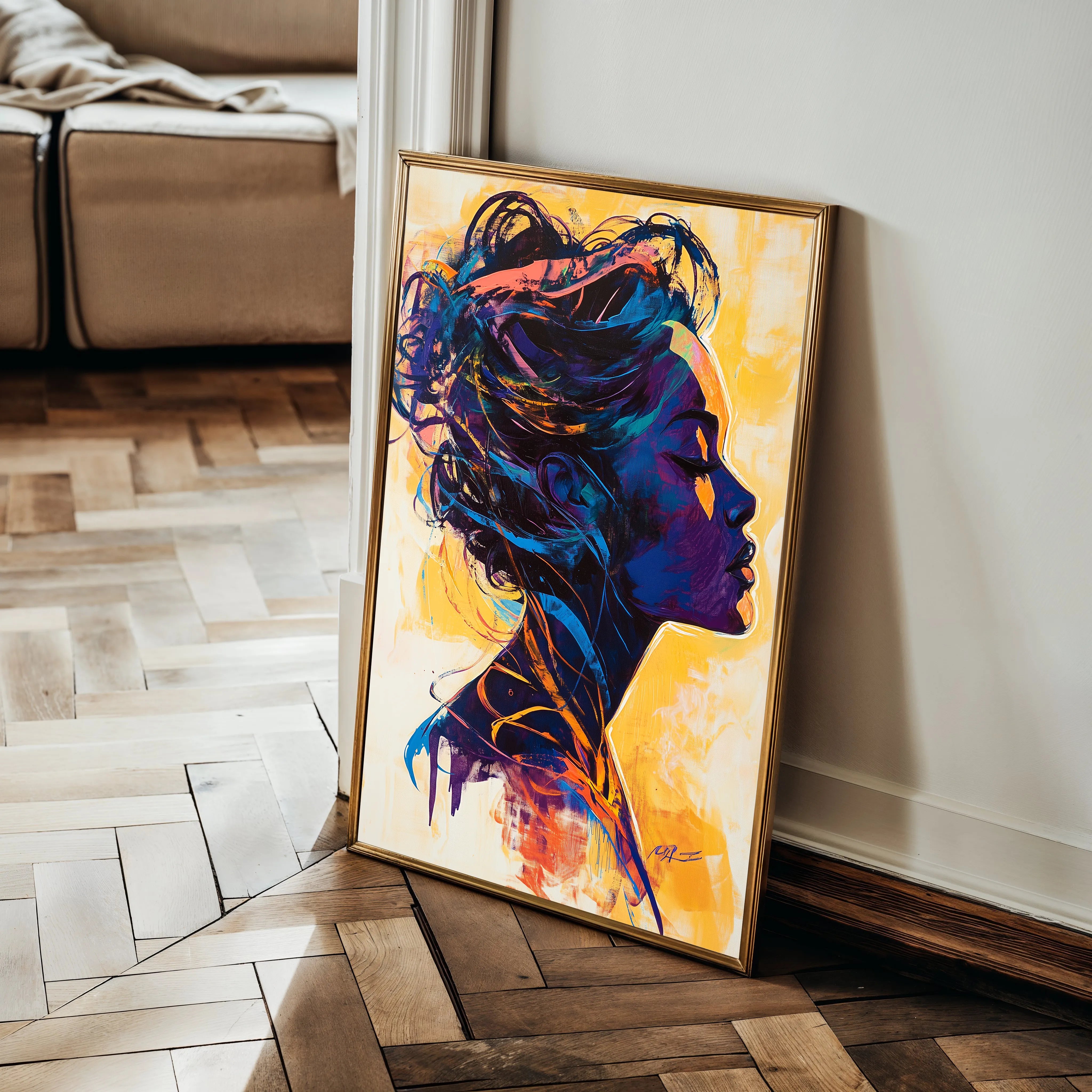 Portrait 075 Canvas Art 18" x 24" / 45 x 60 cm / Black