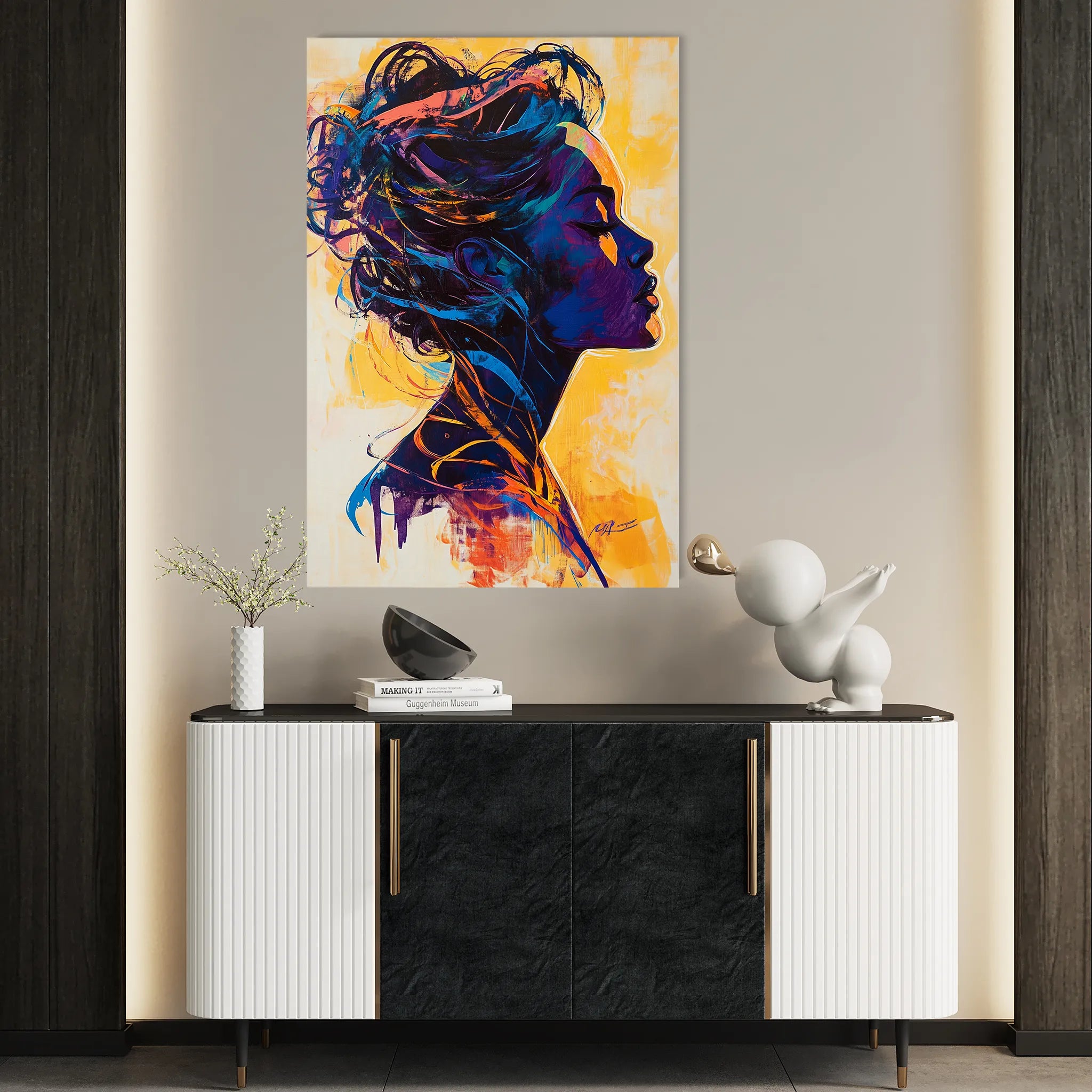 Portrait 075 Canvas Art 18" x 24" / 45 x 60 cm / Black