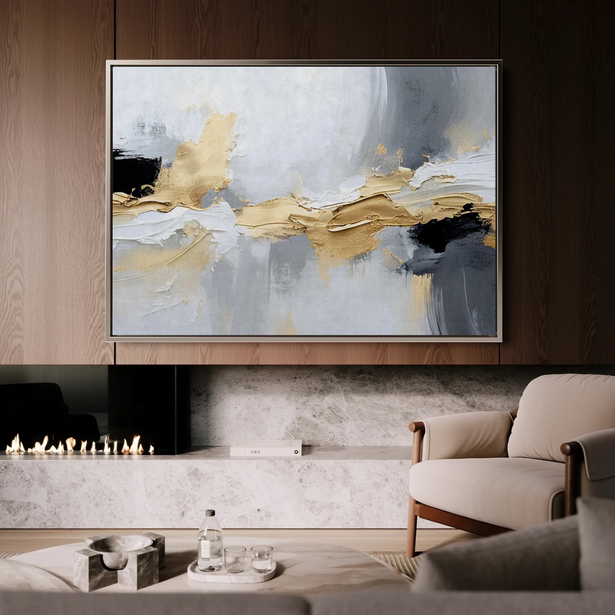 Abstract 084 Canvas Art 18" x 24" / 45 x 60 cm / Black