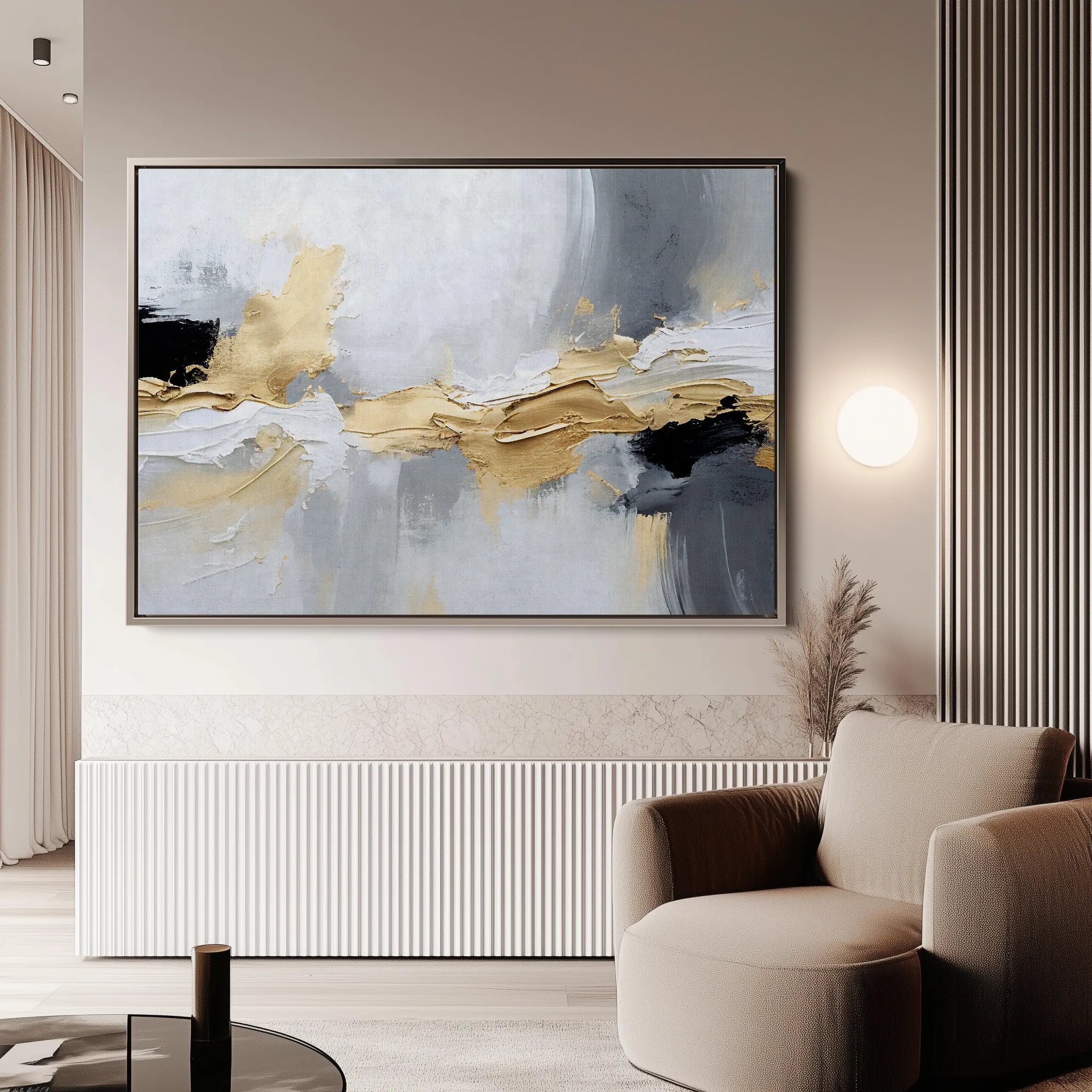 Abstract 084 Canvas Art 18" x 24" / 45 x 60 cm / Black
