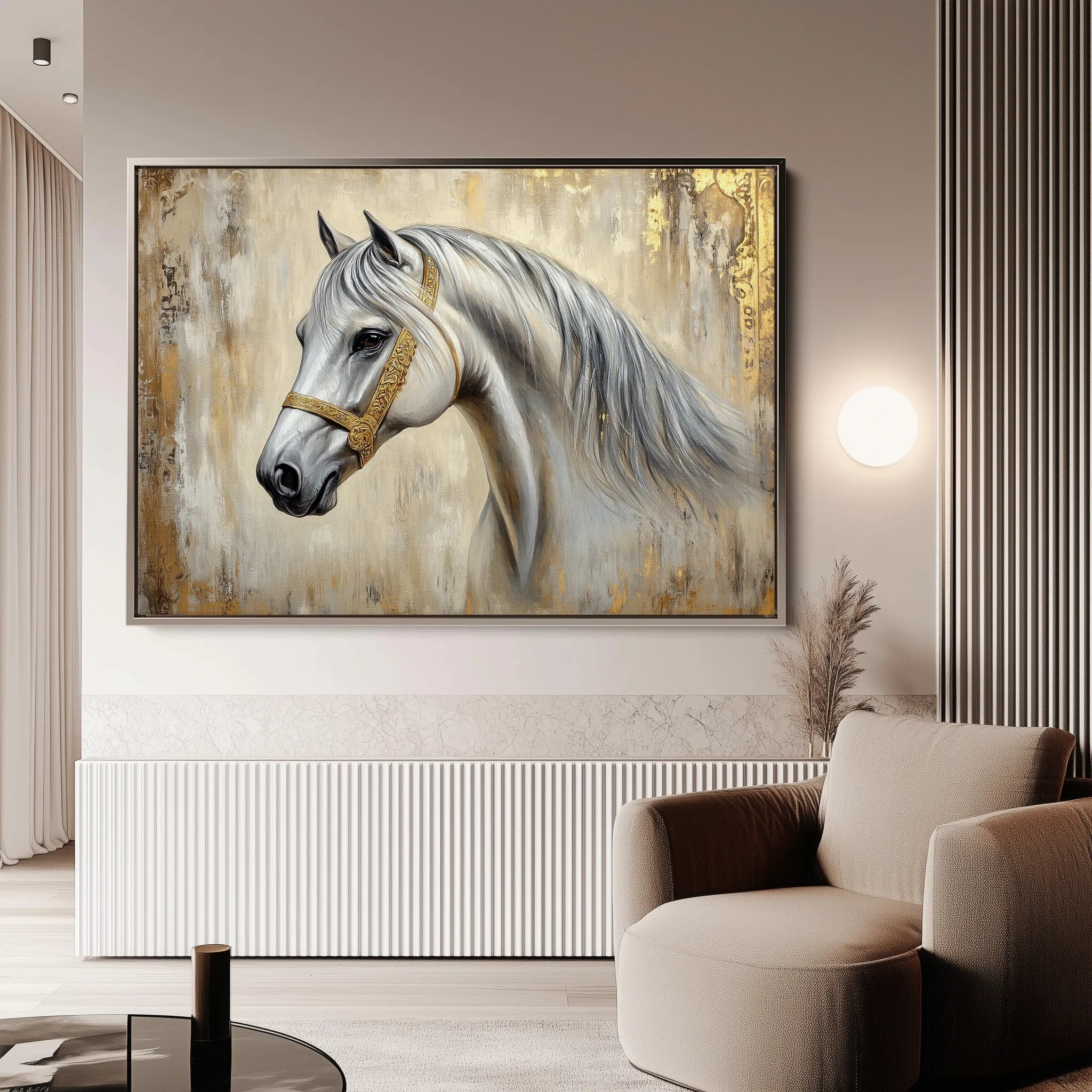 Horses 086 Canvas Art 18" x 24" / 45 x 60 cm / Black