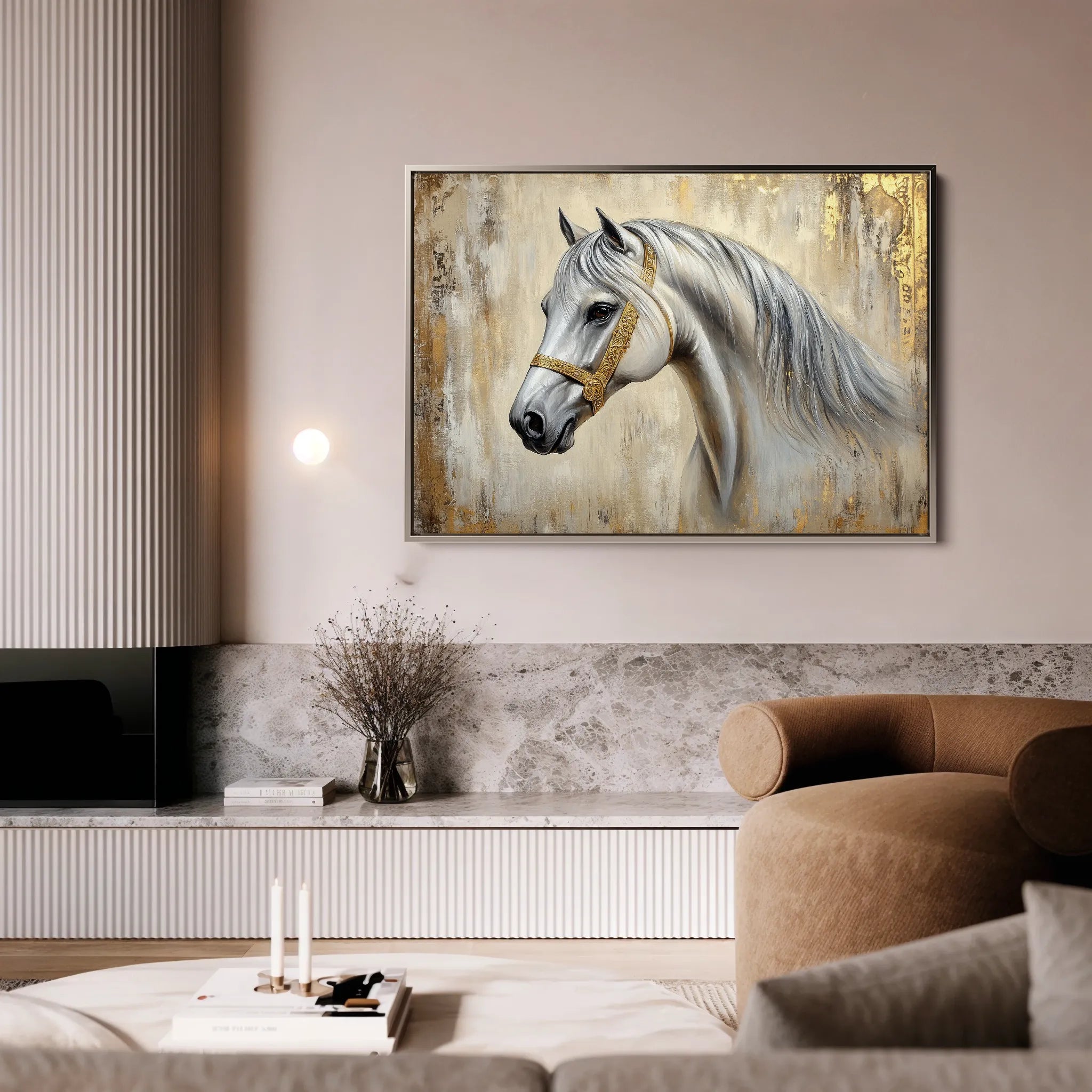 Horses 086 Canvas Art 18" x 24" / 45 x 60 cm / Black