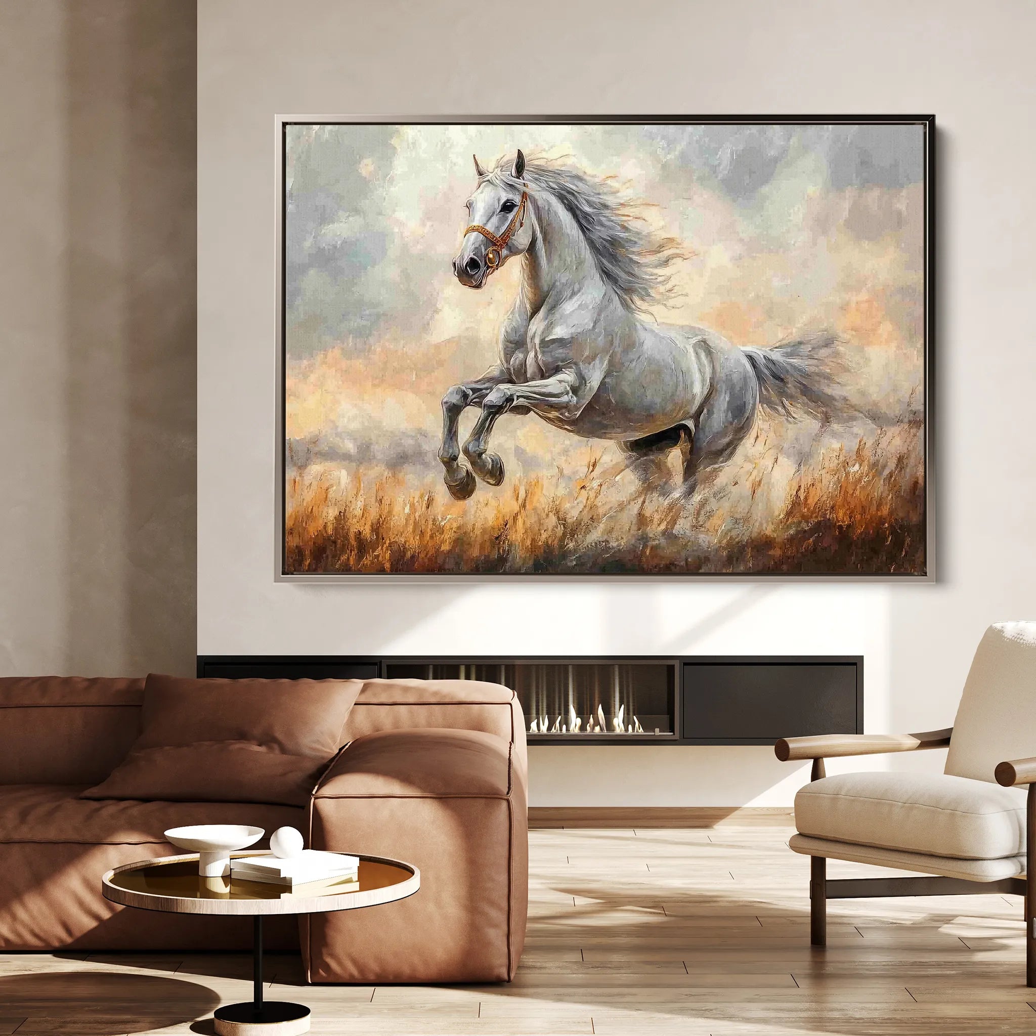 Horses 088 Canvas Art 18" x 24" / 45 x 60 cm / Black