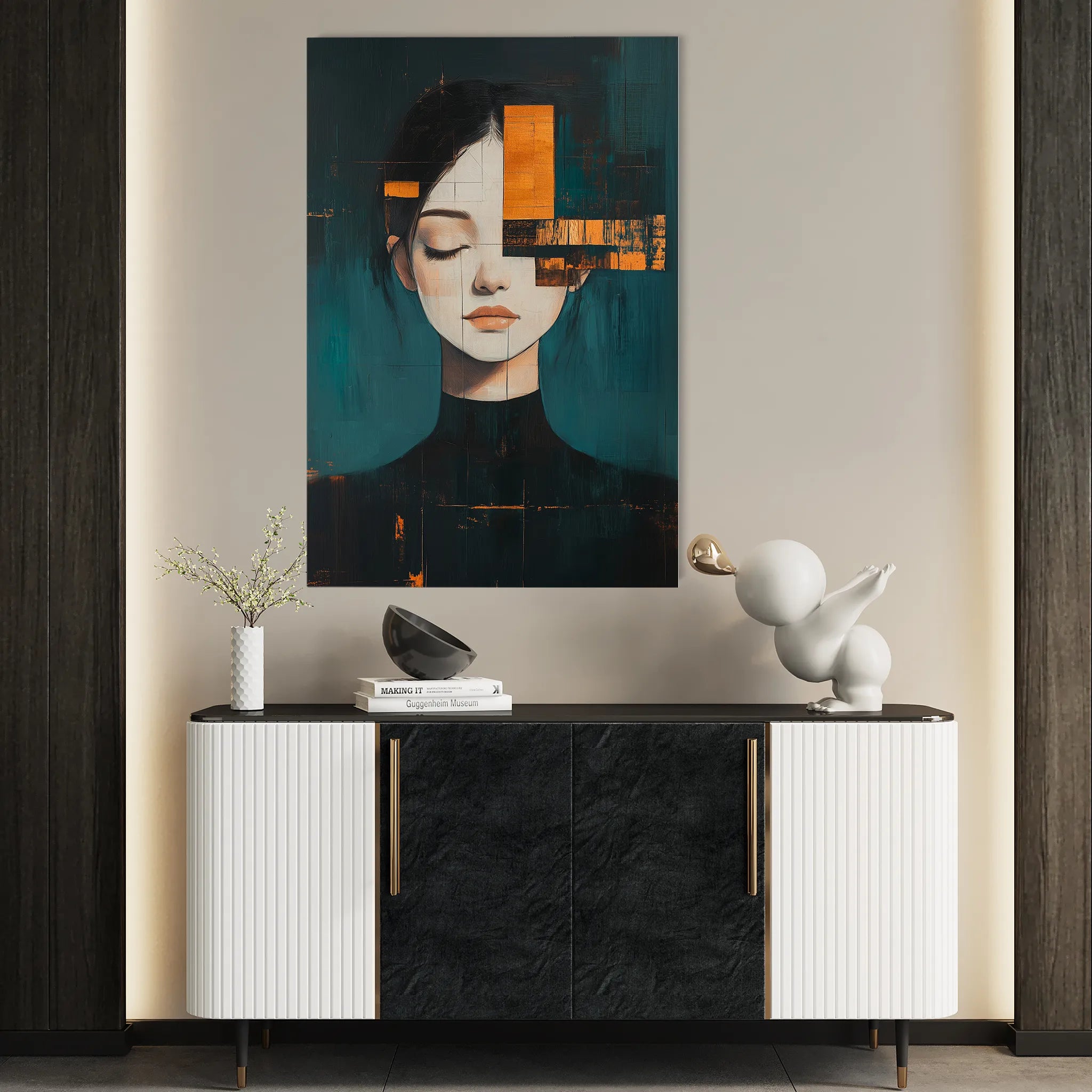 Portrait 088 Canvas Art 18" x 24" / 45 x 60 cm / Black