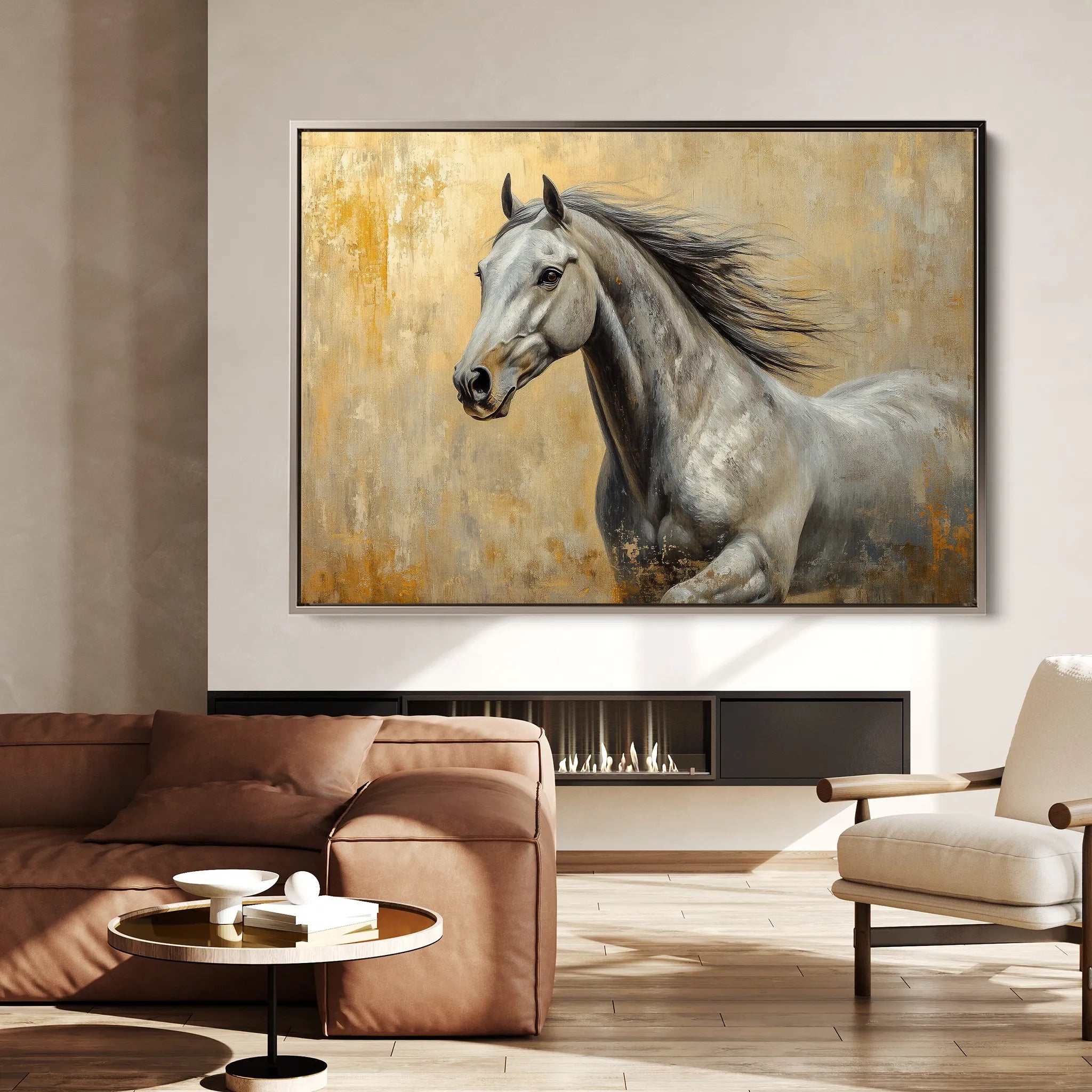Horses 089 Canvas Art 18" x 24" / 45 x 60 cm / Black