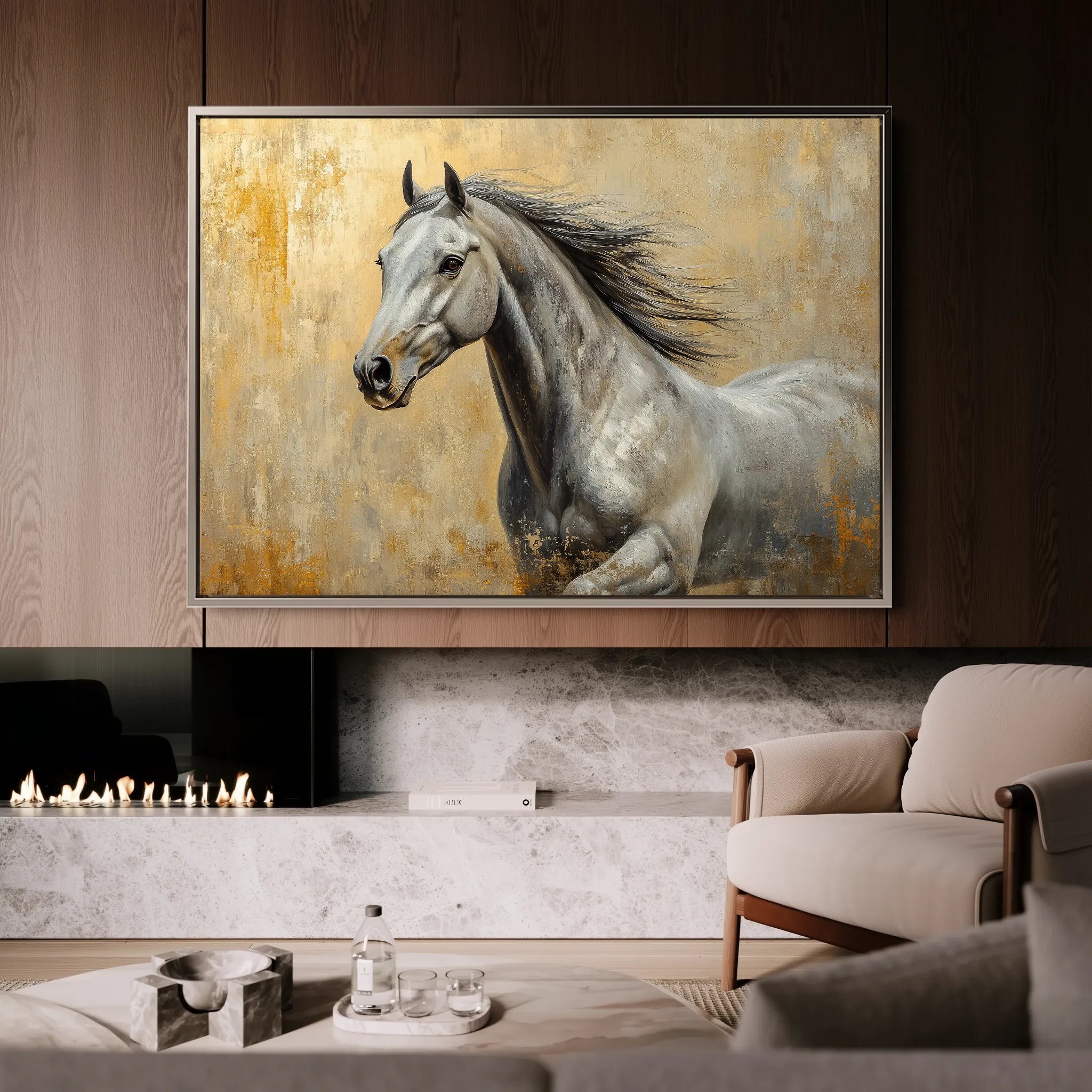 Horses 089 Canvas Art 18" x 24" / 45 x 60 cm / Black