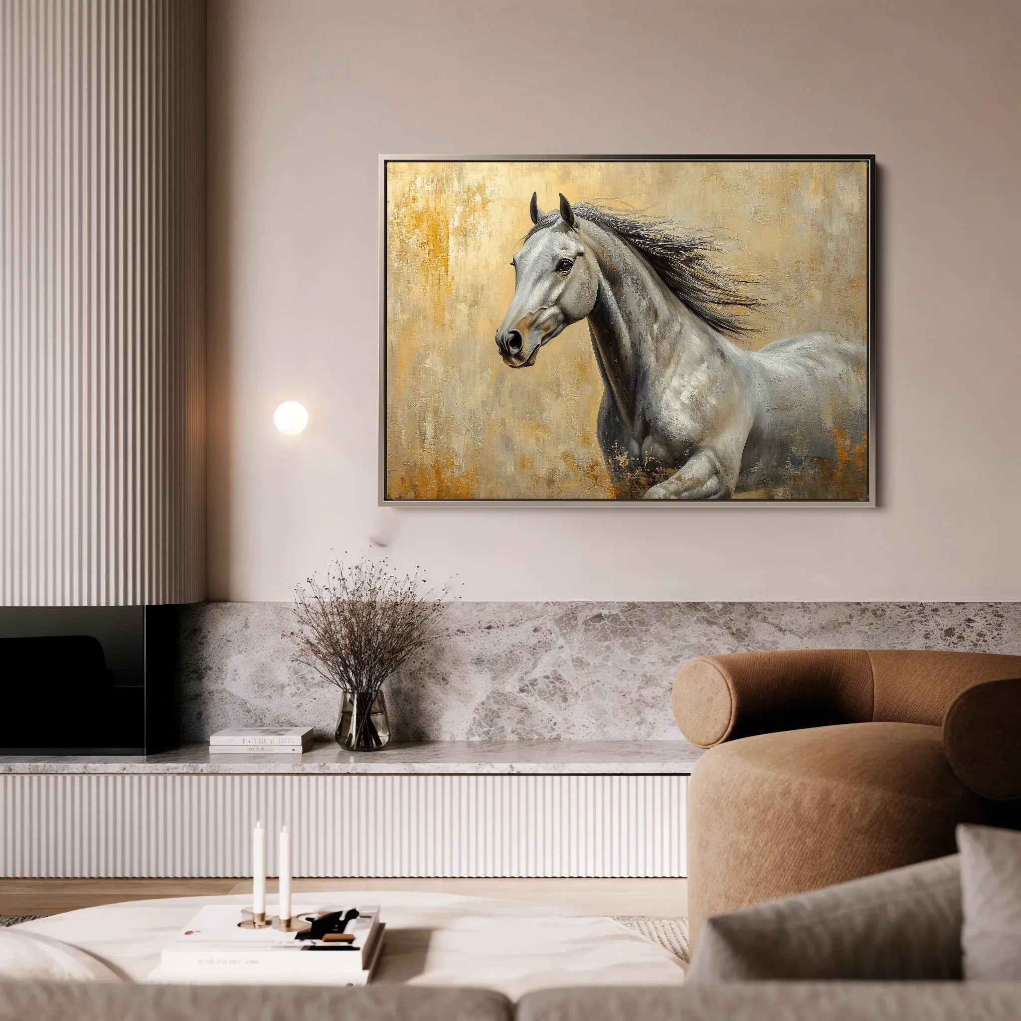 Horses 089 Canvas Art 18" x 24" / 45 x 60 cm / Black