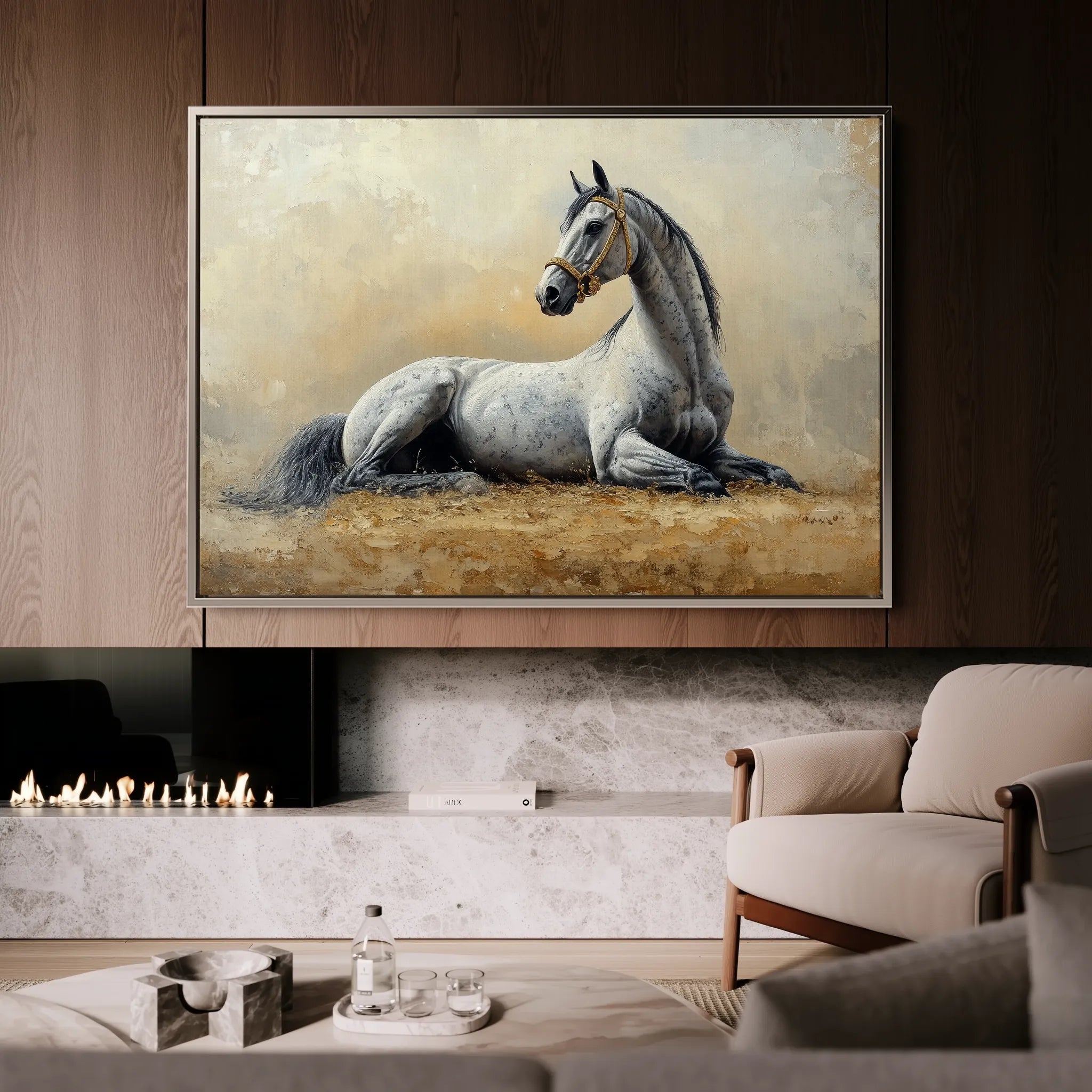 Horses 090 Canvas Art 18" x 24" / 45 x 60 cm / Black