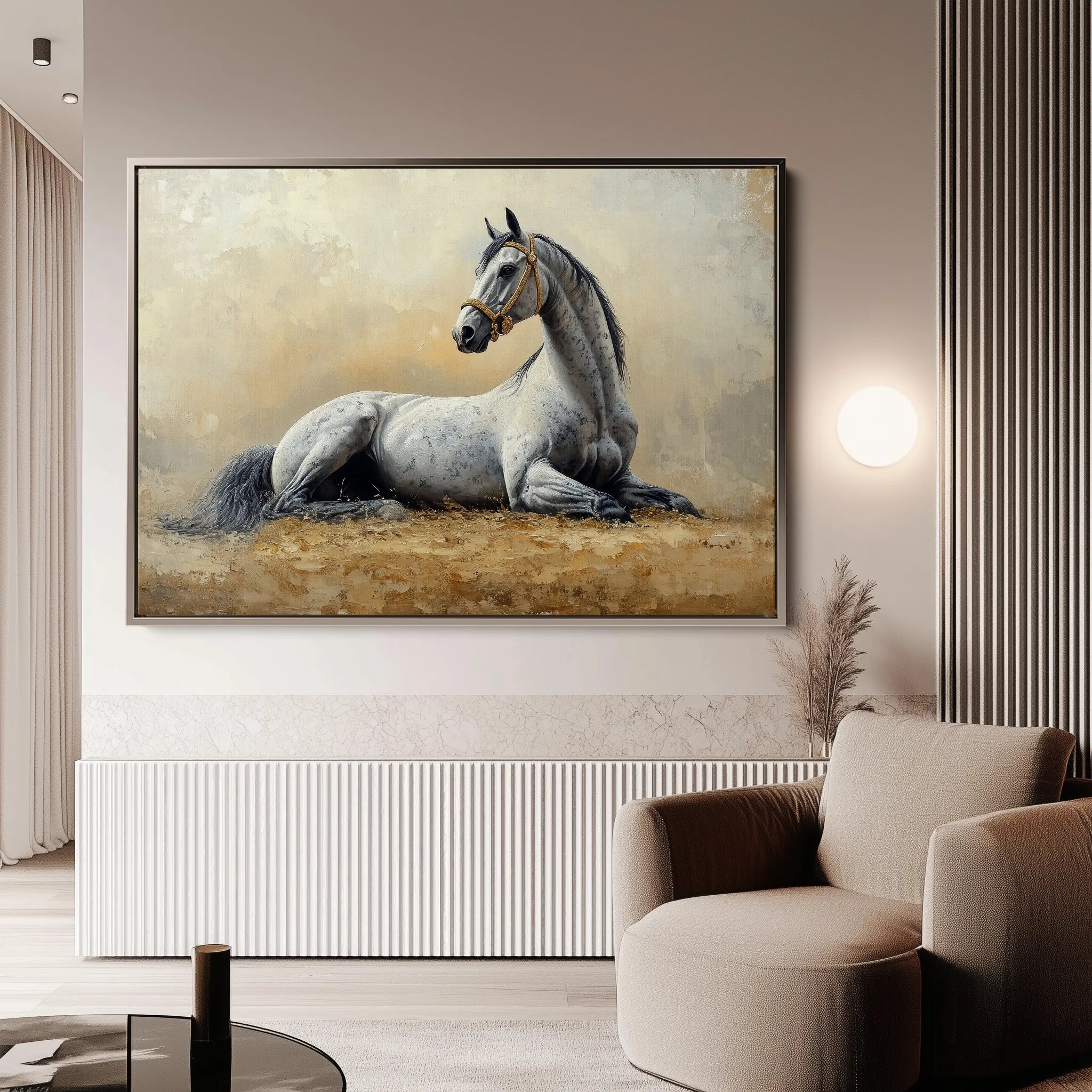 Horses 090 Canvas Art 18" x 24" / 45 x 60 cm / Black