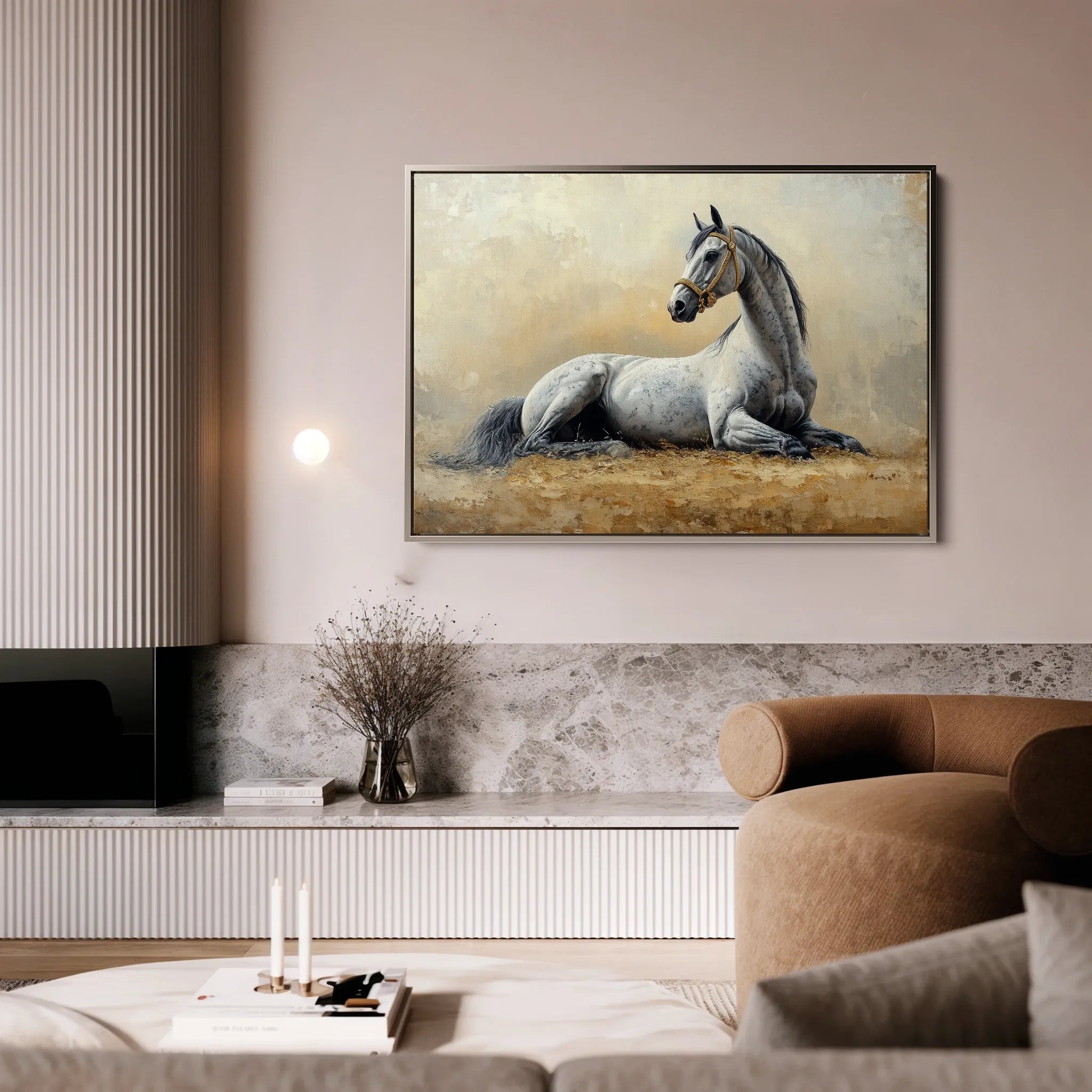 Horses 090 Canvas Art 18" x 24" / 45 x 60 cm / Black