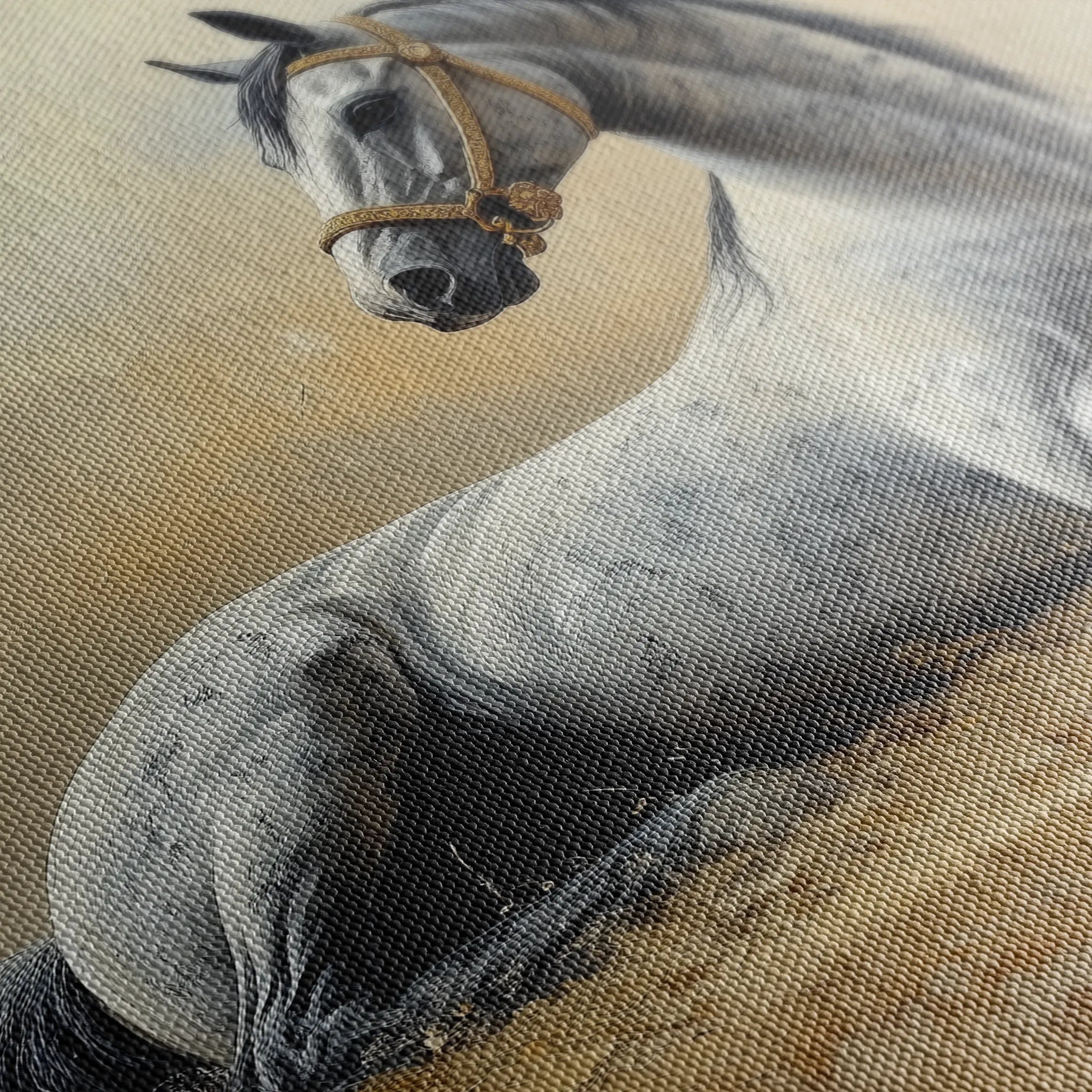 Horses 090 Canvas Art 18" x 24" / 45 x 60 cm / Black