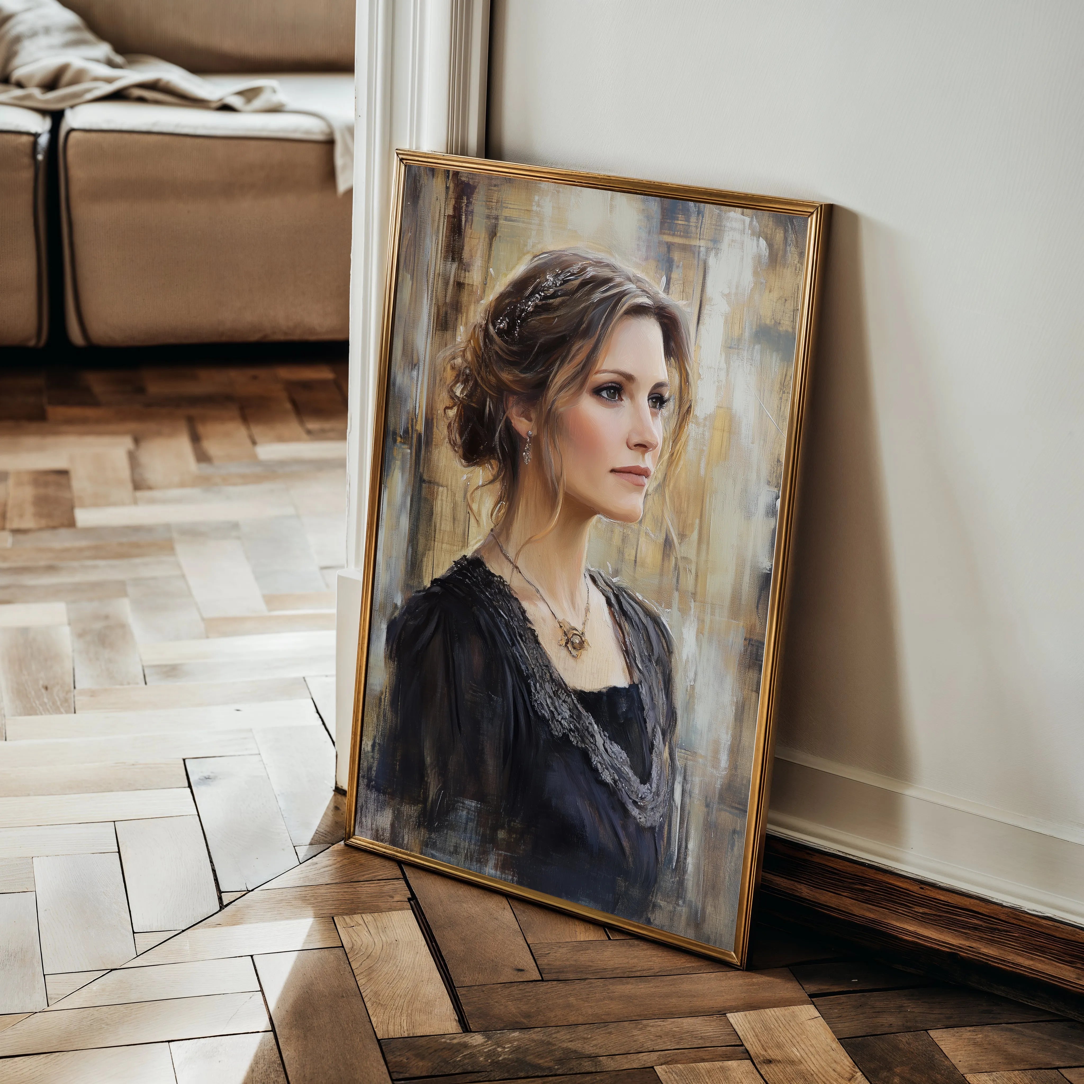 Portrait 091 Canvas Art 18" x 24" / 45 x 60 cm / Black
