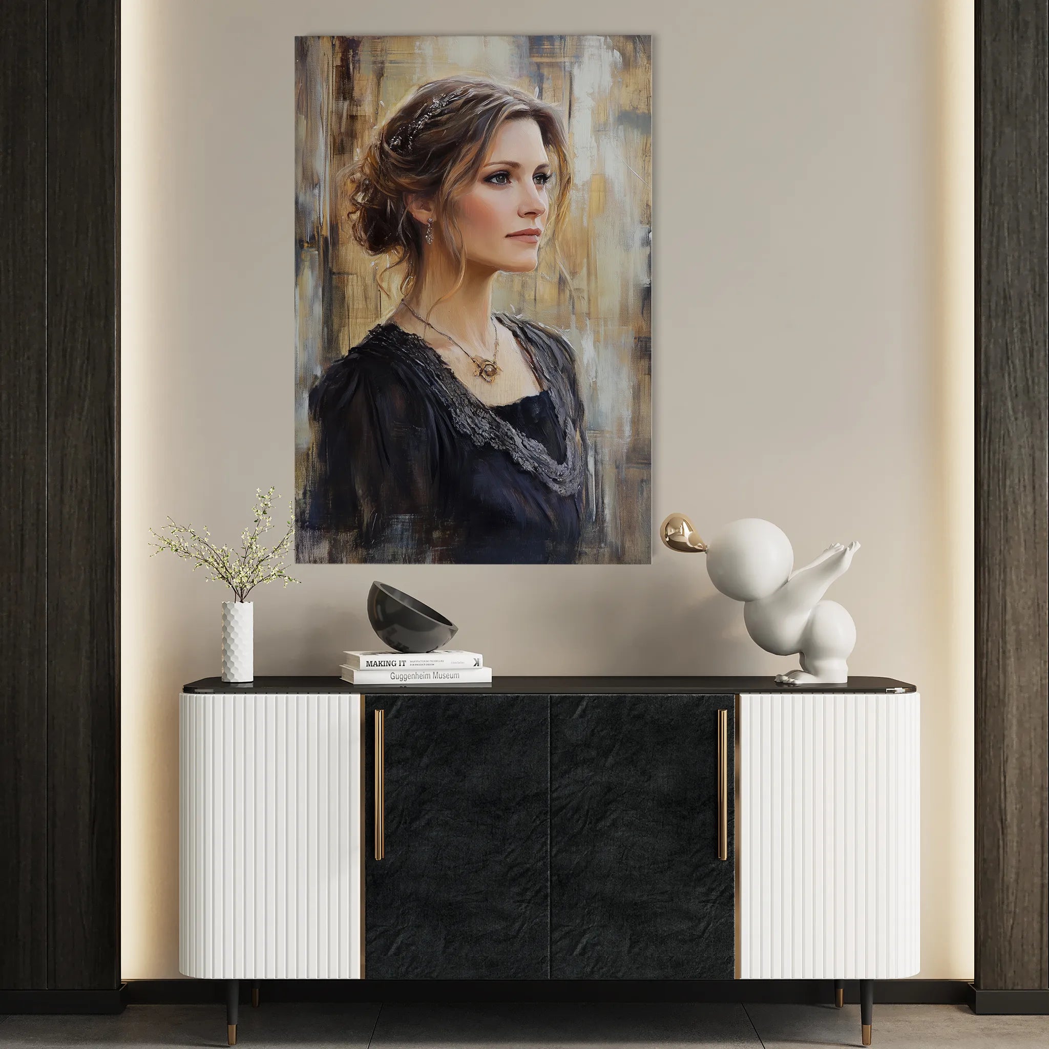 Portrait 091 Canvas Art 18" x 24" / 45 x 60 cm / Black