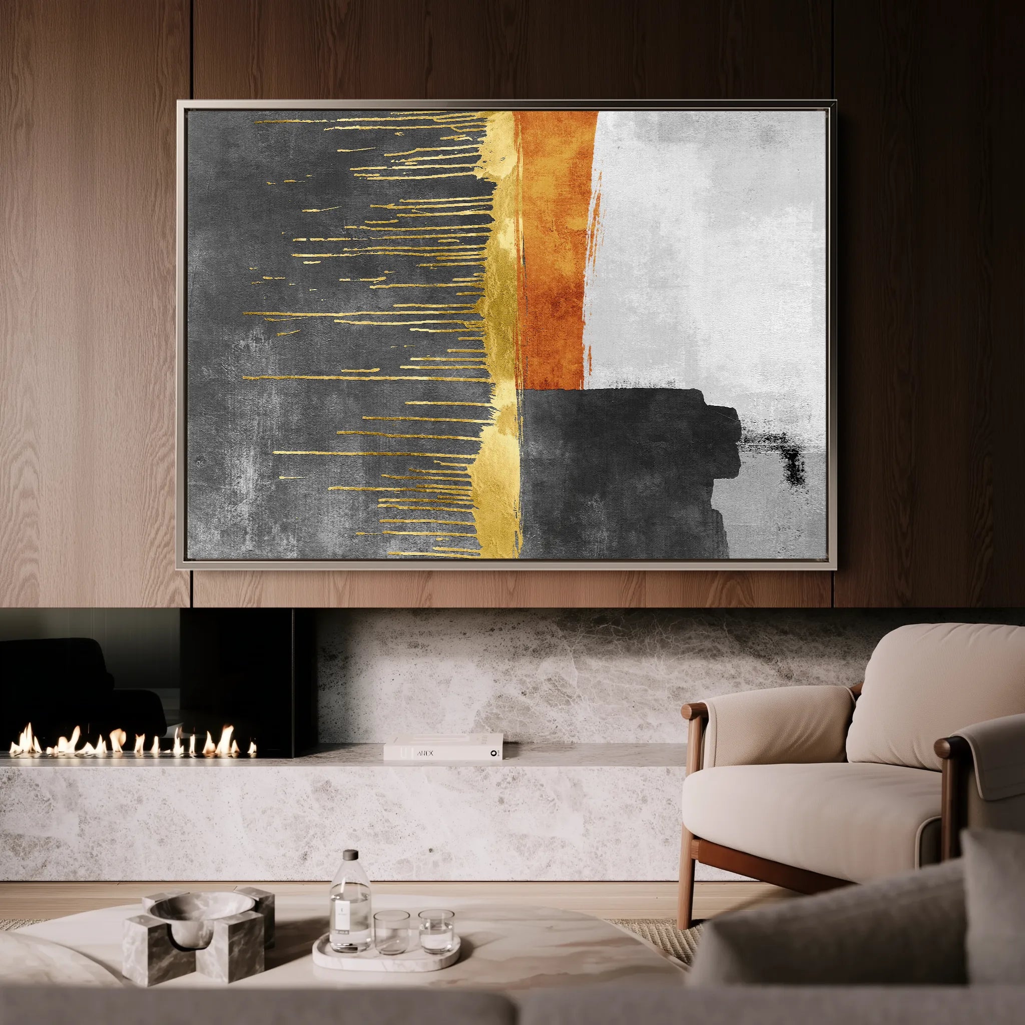 Abstract 092 Canvas Art 18" x 24" / 45 x 60 cm / Black