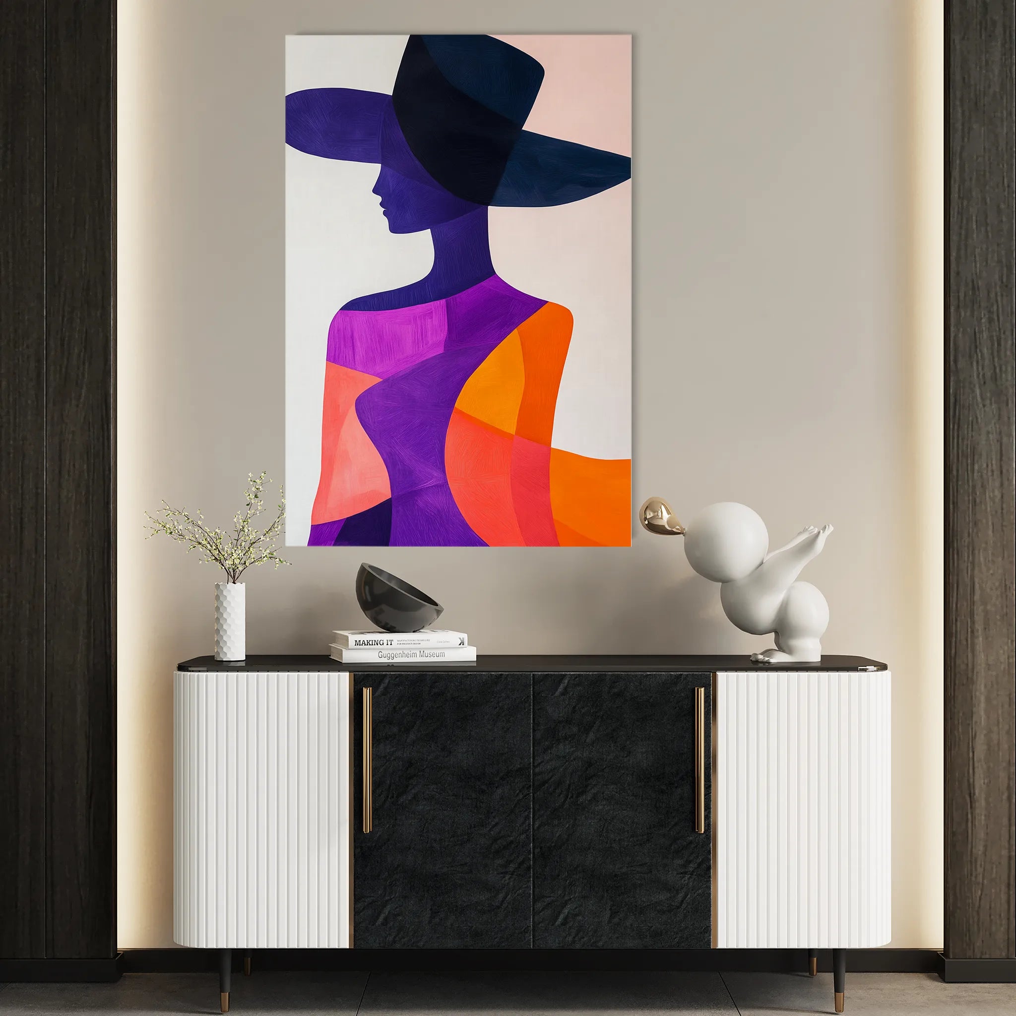Portrait 093 Canvas Art 18" x 24" / 45 x 60 cm / Black