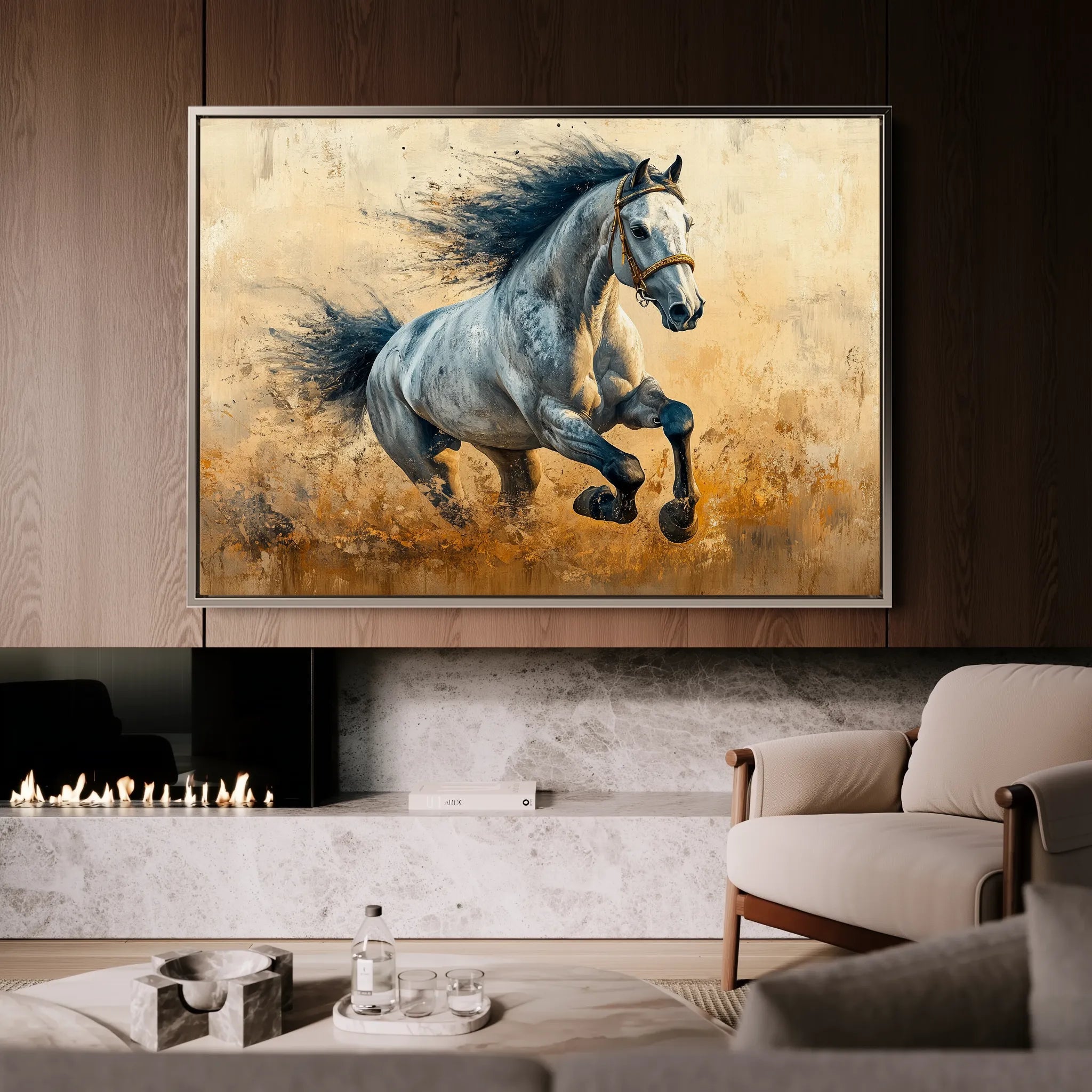 Horses 094 Canvas Art 18" x 24" / 45 x 60 cm / Black