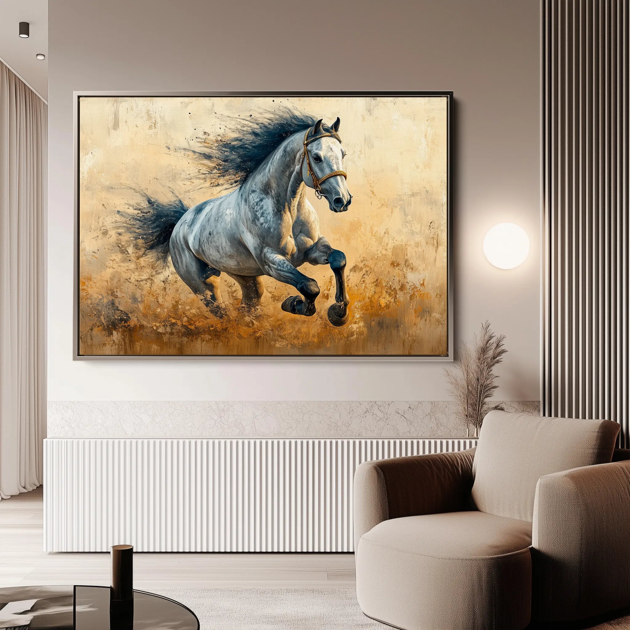 Horses 094 Canvas Art 18" x 24" / 45 x 60 cm / Black