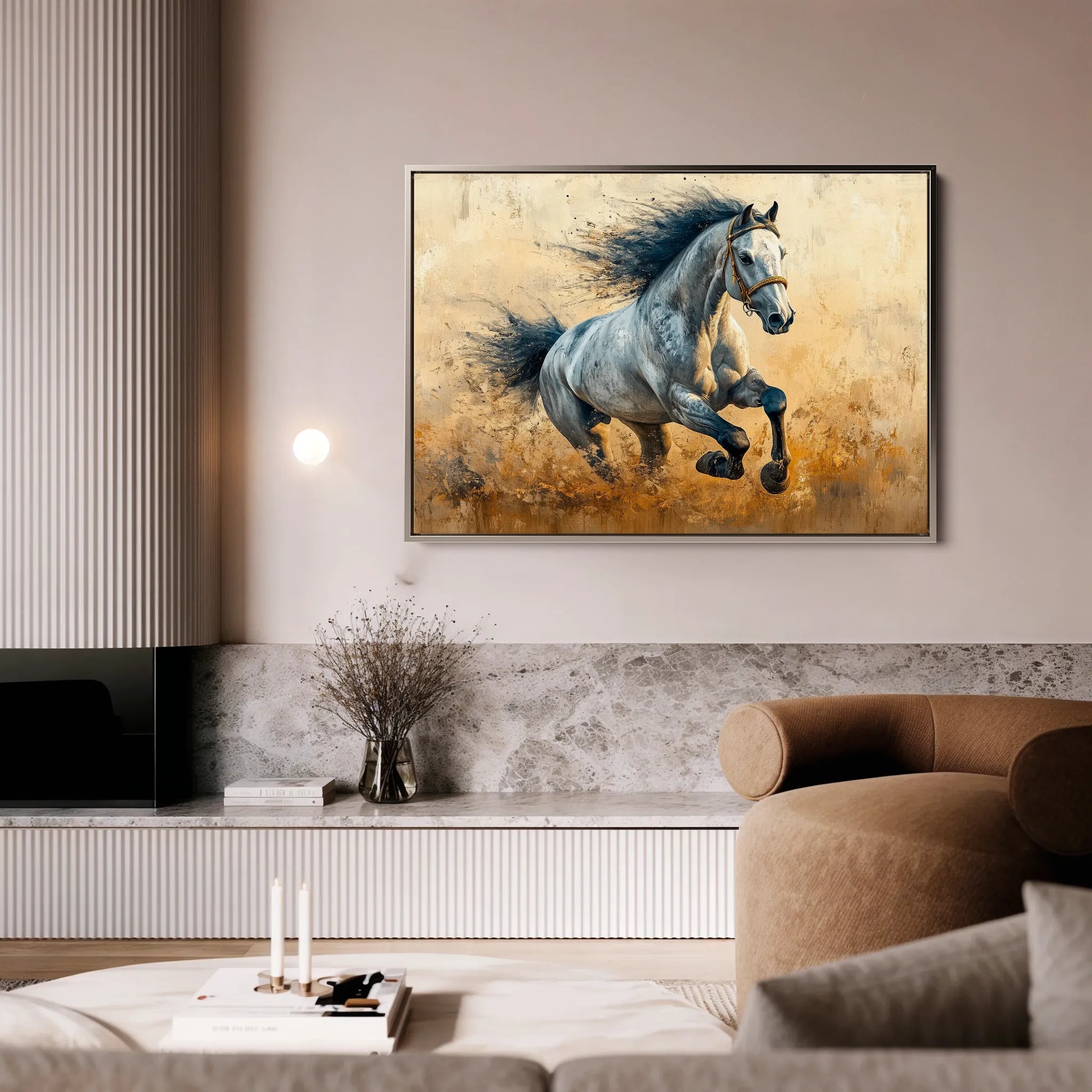 Horses 094 Canvas Art 18" x 24" / 45 x 60 cm / Black