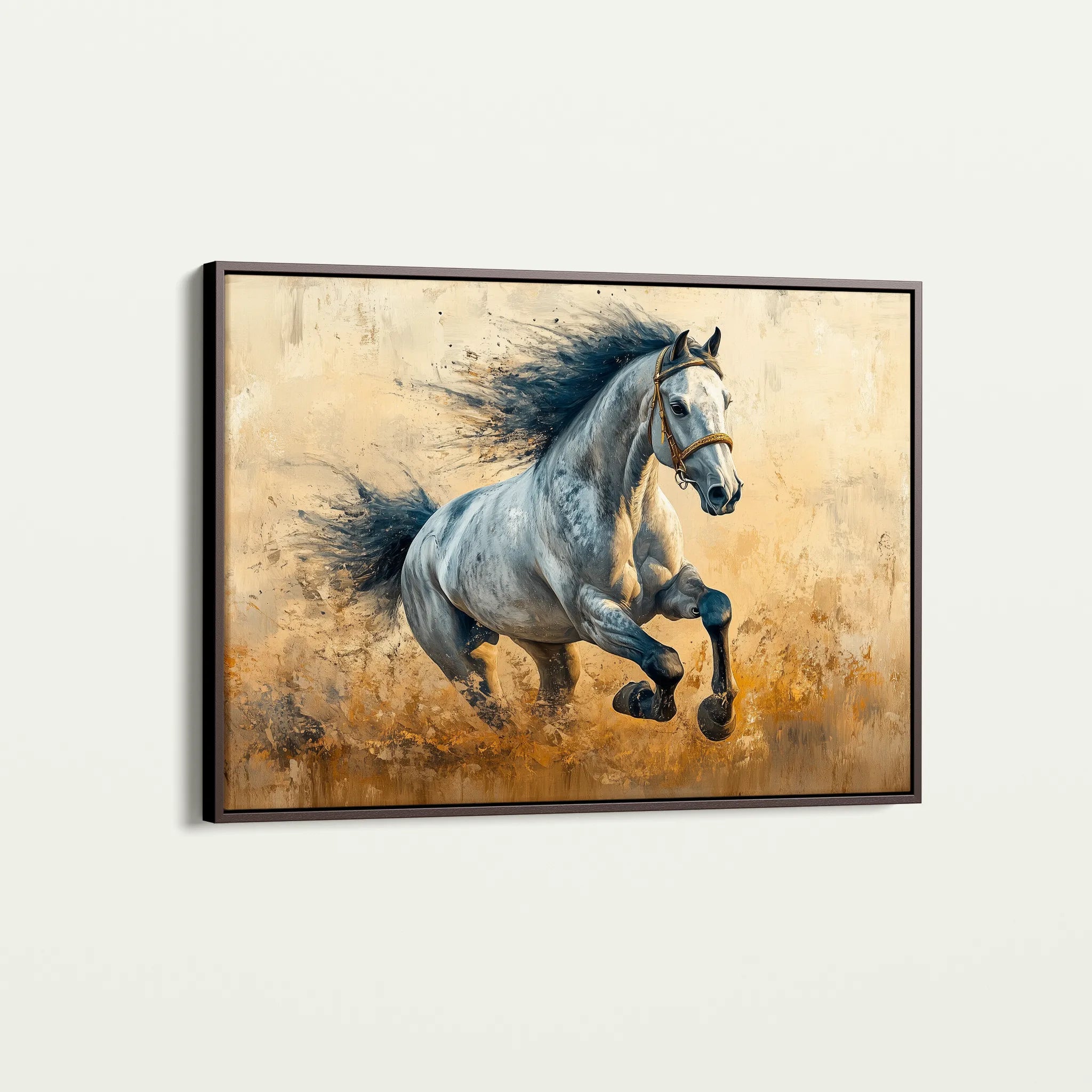 Horses 094 Canvas Art 18" x 24" / 45 x 60 cm / Black