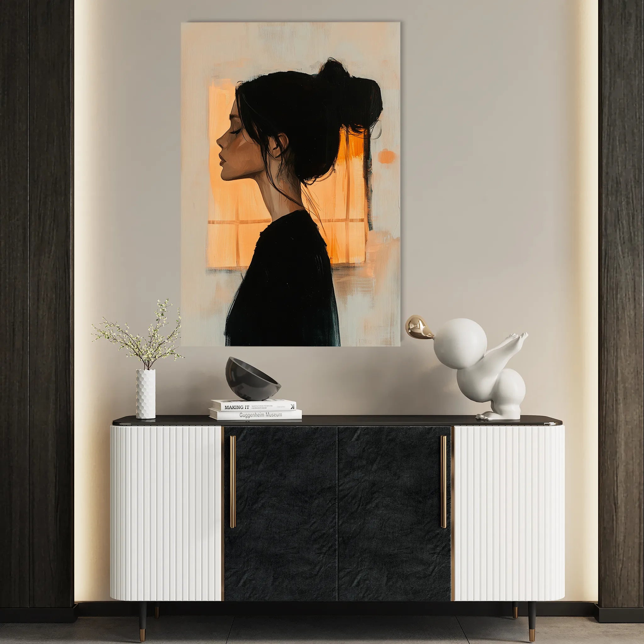 Portrait 094 Canvas Art 18" x 24" / 45 x 60 cm / Black