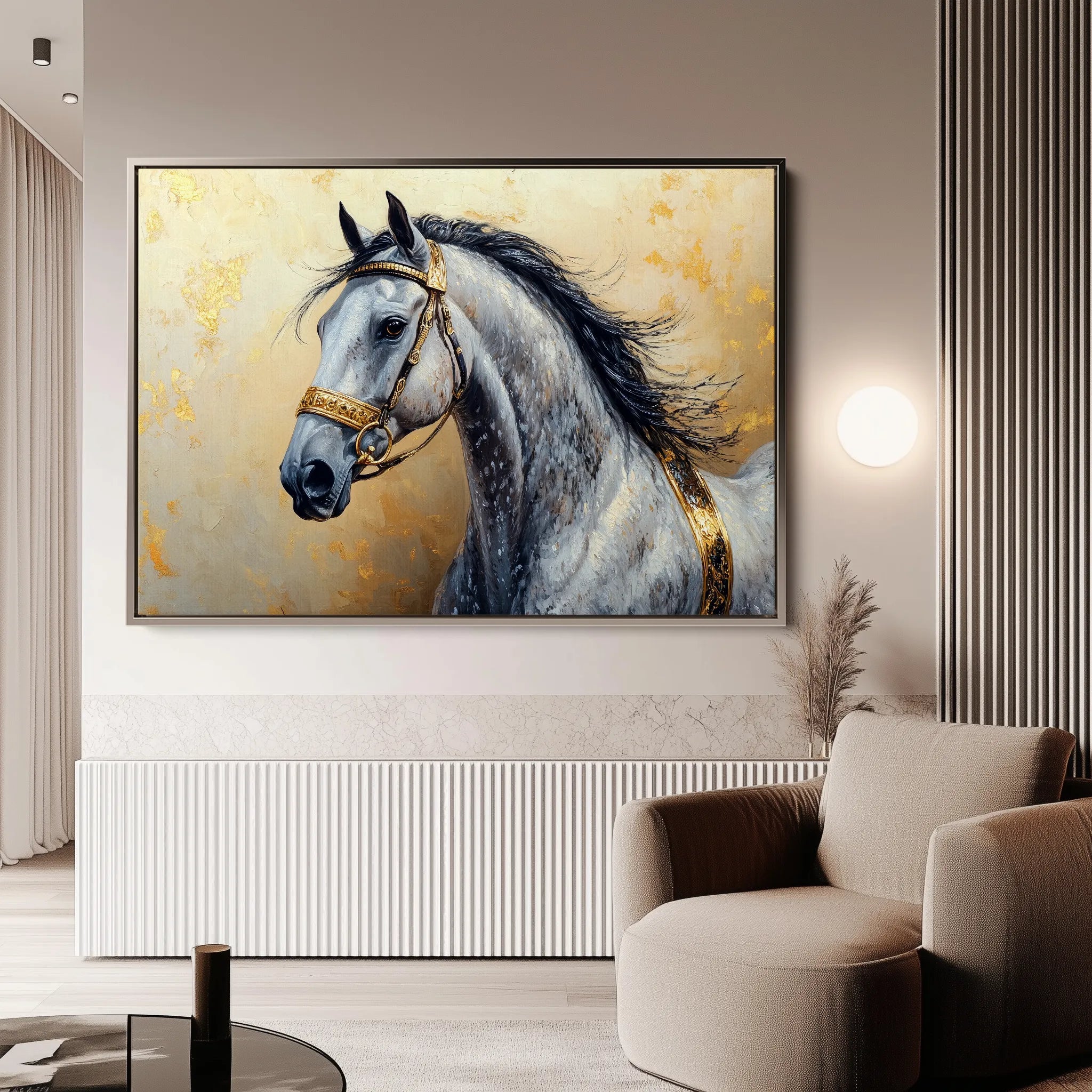 Horses 095 Canvas Art 18" x 24" / 45 x 60 cm / Black