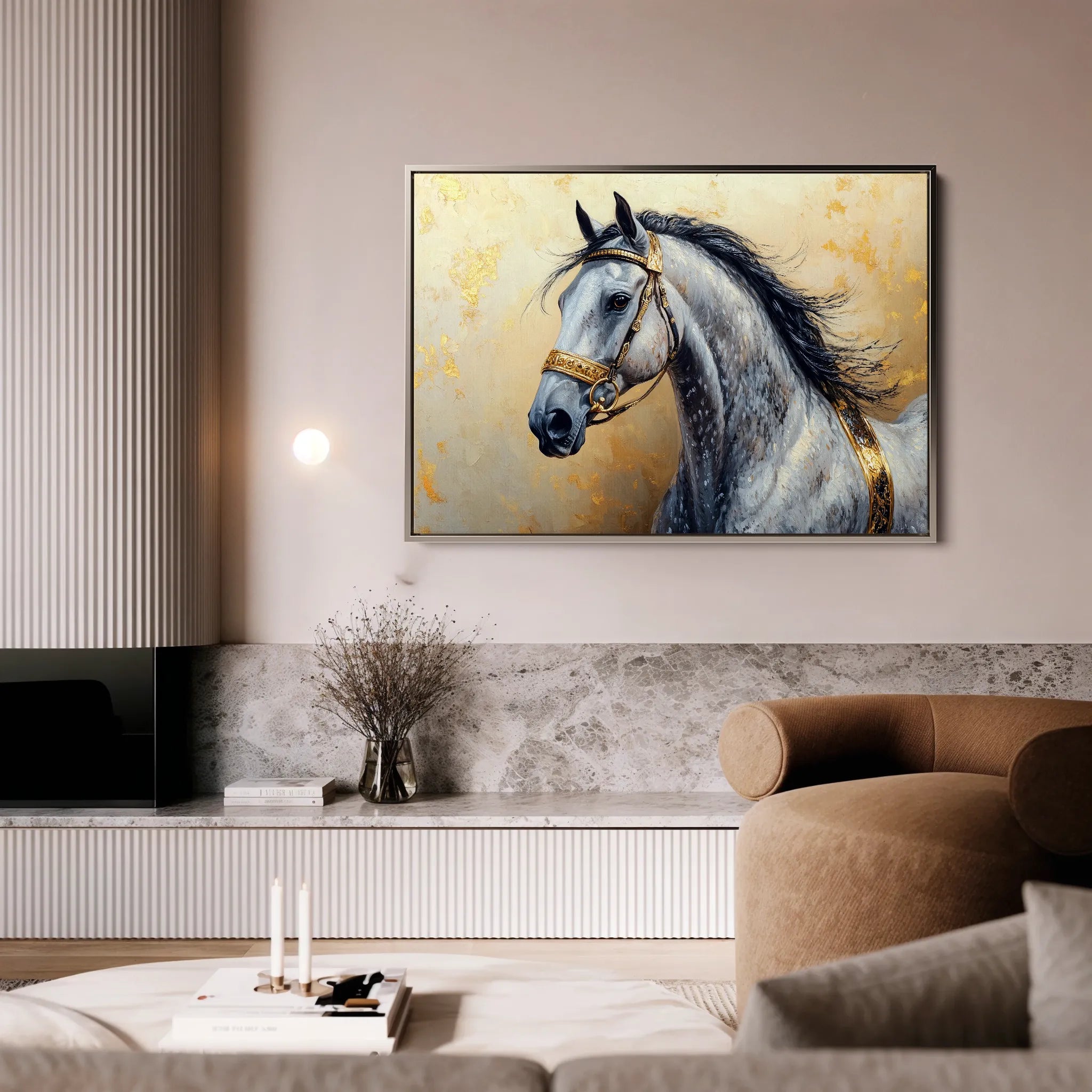 Horses 095 Canvas Art 18" x 24" / 45 x 60 cm / Black