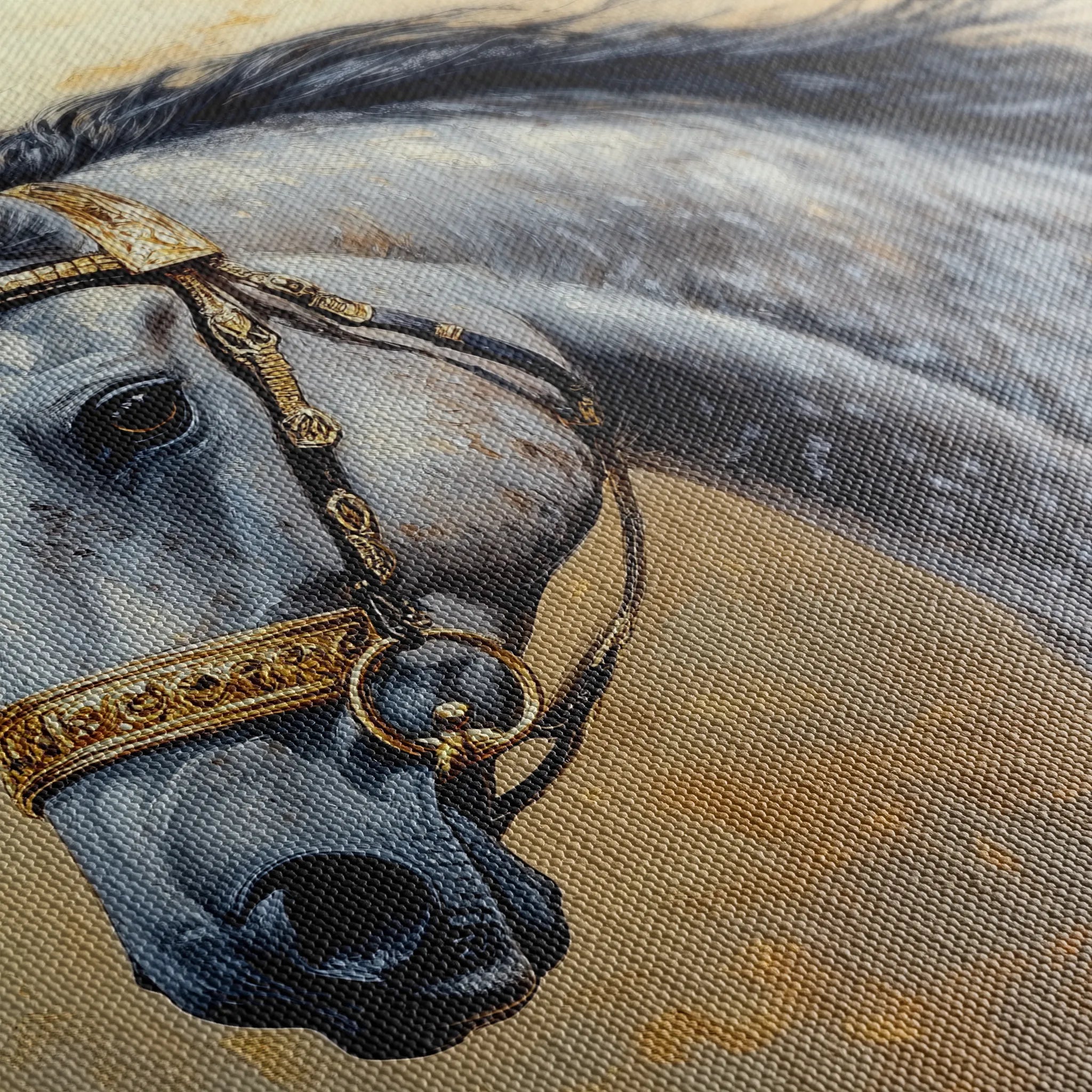 Horses 095 Canvas Art 18" x 24" / 45 x 60 cm / Black