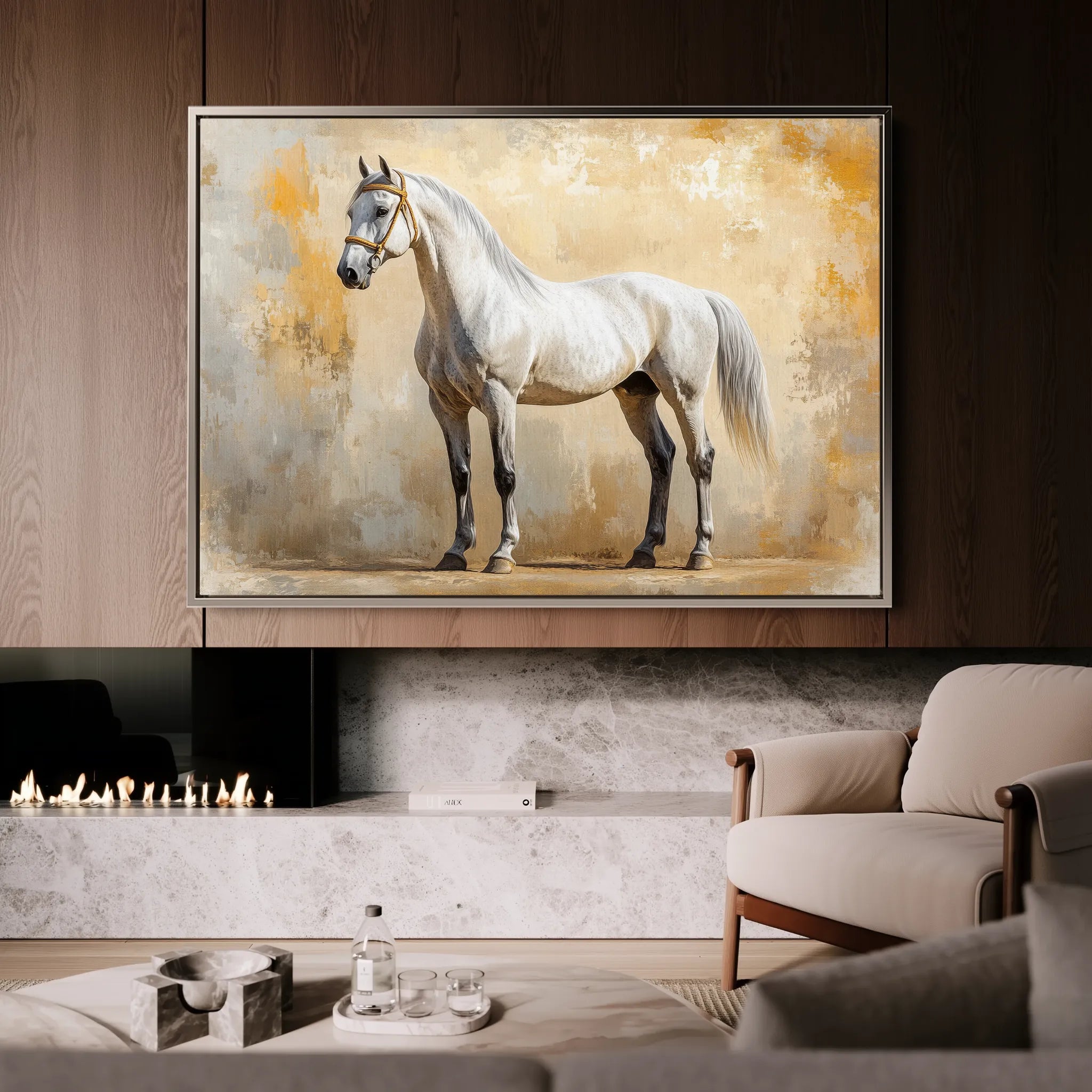 Horses 096 Canvas Art 18" x 24" / 45 x 60 cm / Black