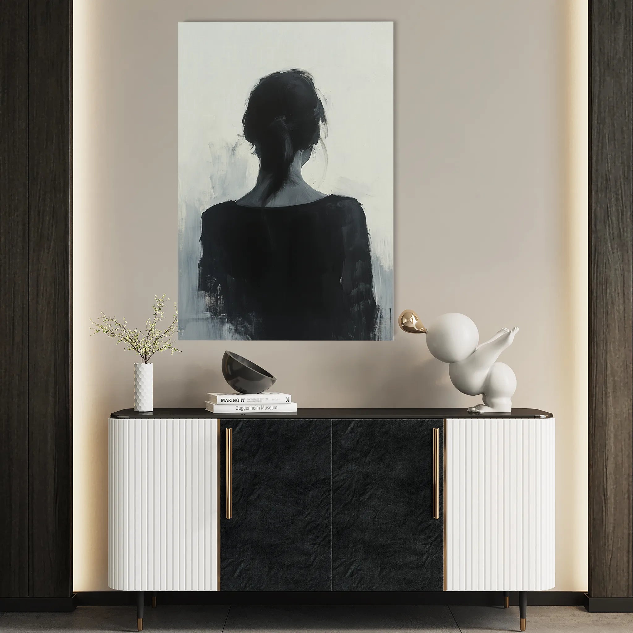 Portrait 096 Canvas Art 18" x 24" / 45 x 60 cm / Black