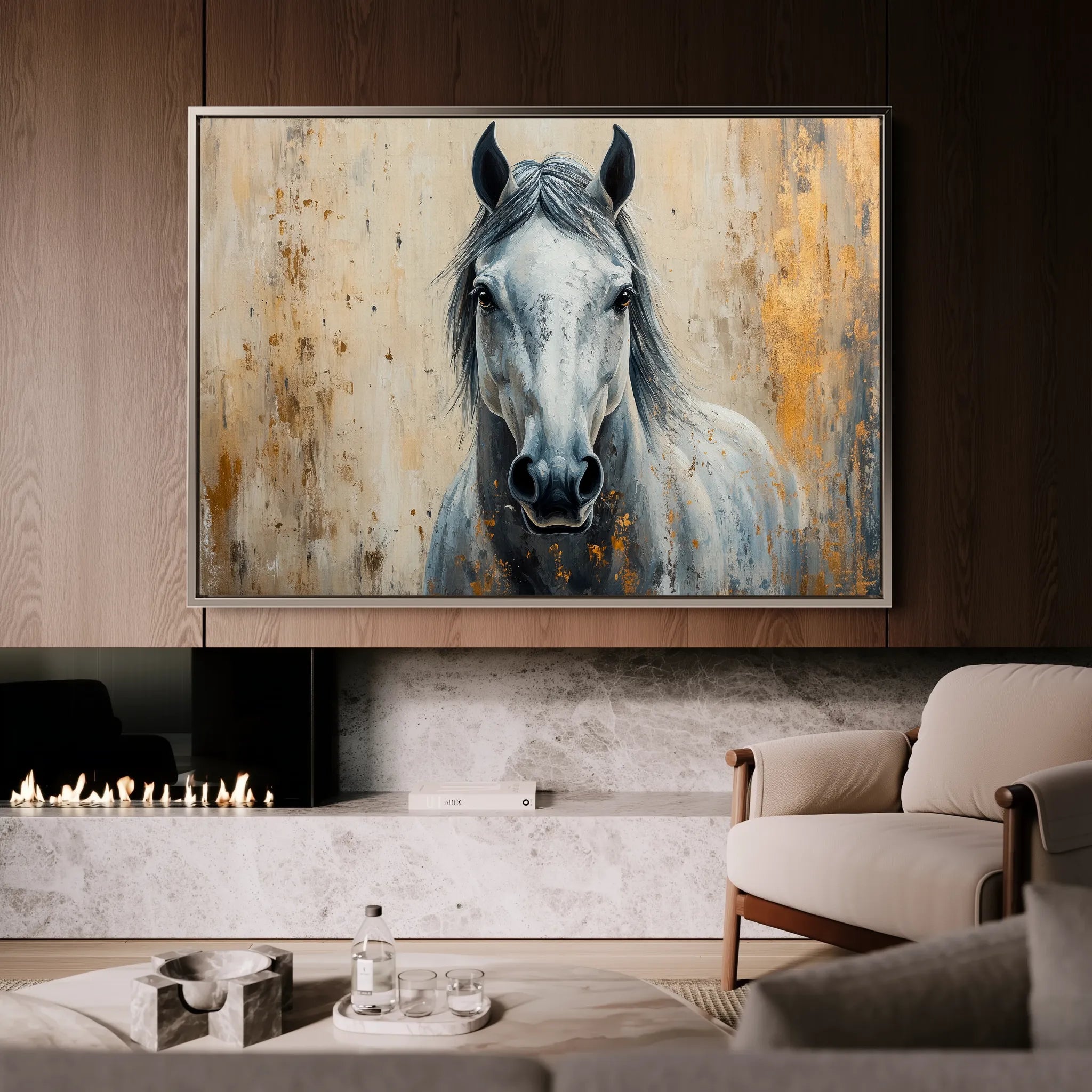 Horses 097 Canvas Art 18" x 24" / 45 x 60 cm / Black