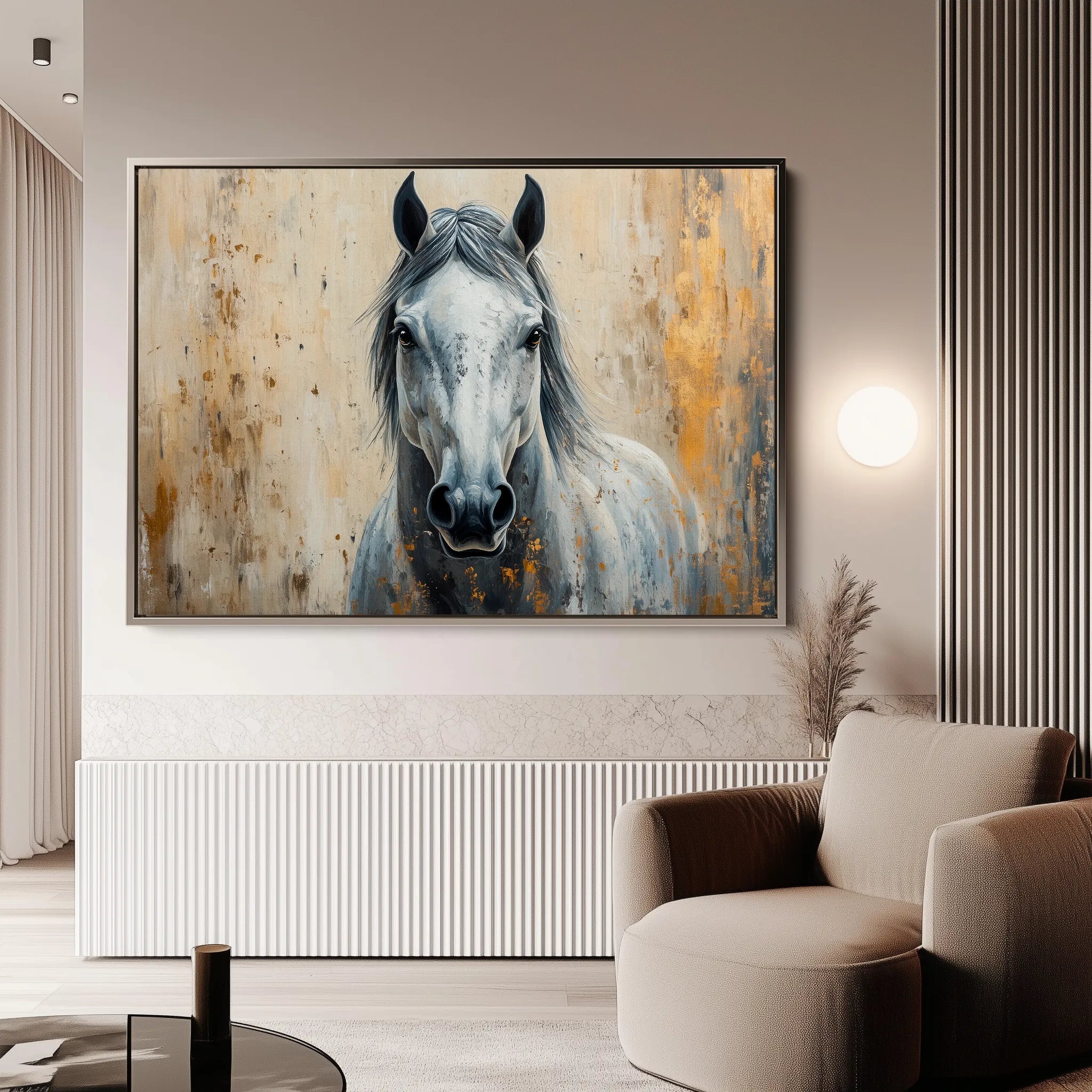 Horses 097 Canvas Art 18" x 24" / 45 x 60 cm / Black