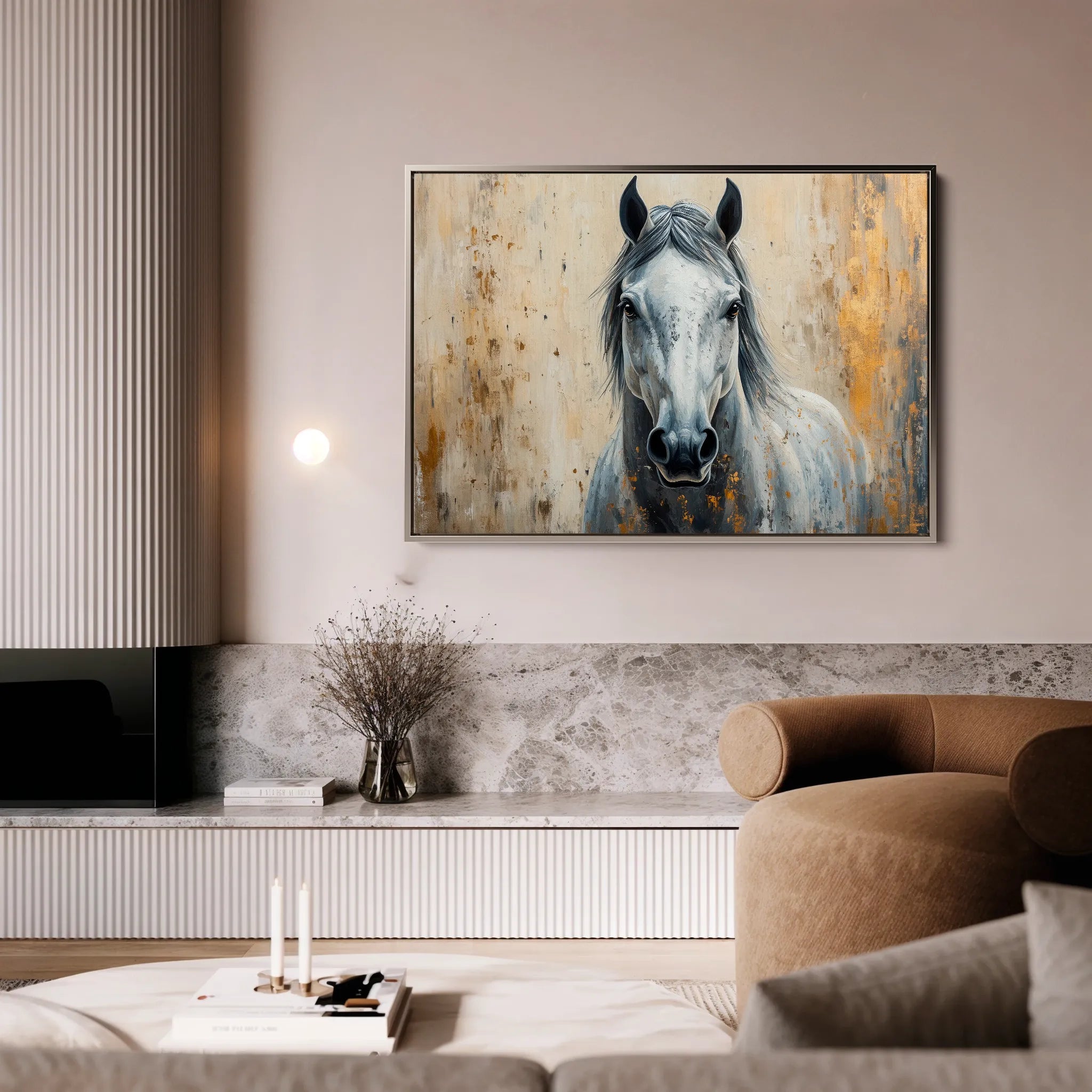 Horses 097 Canvas Art 18" x 24" / 45 x 60 cm / Black