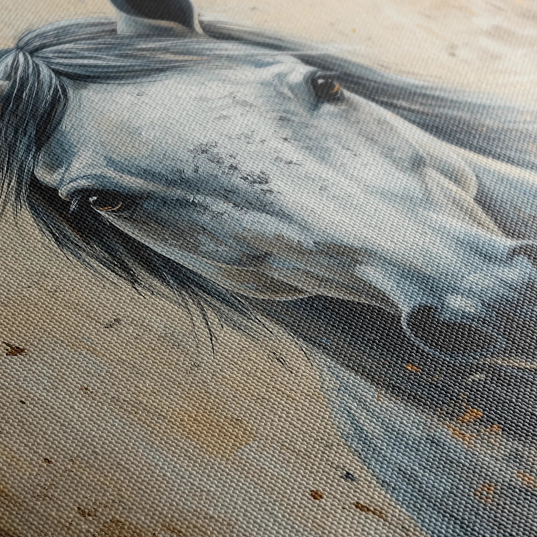 Horses 097 Canvas Art 18" x 24" / 45 x 60 cm / Black
