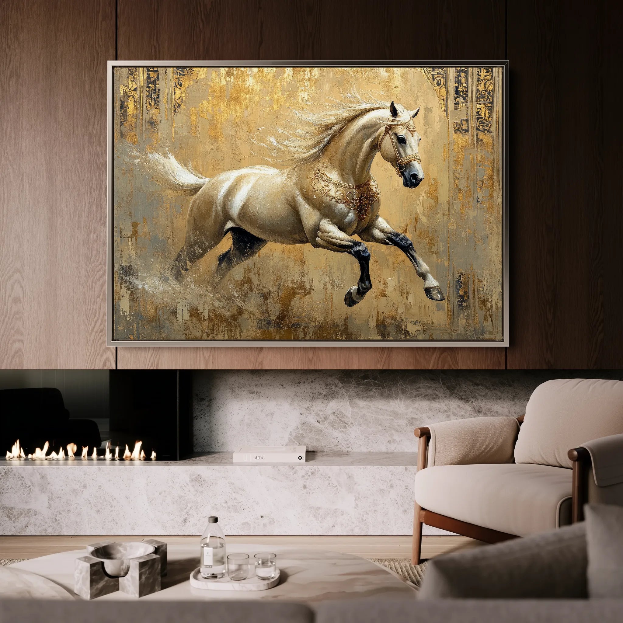 Horses 099 Canvas Art 18" x 24" / 45 x 60 cm / Black