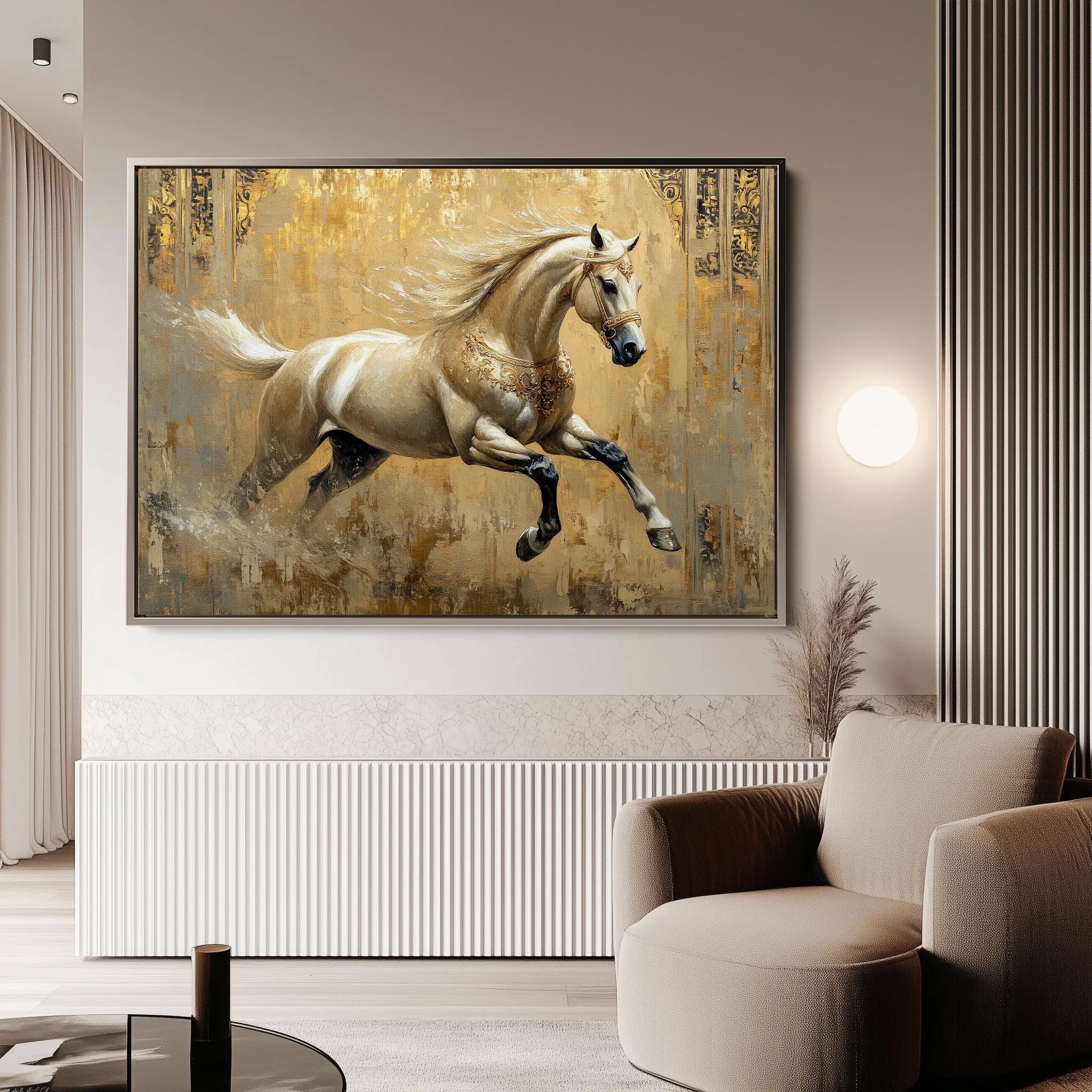Horses 099 Canvas Art 18" x 24" / 45 x 60 cm / Black