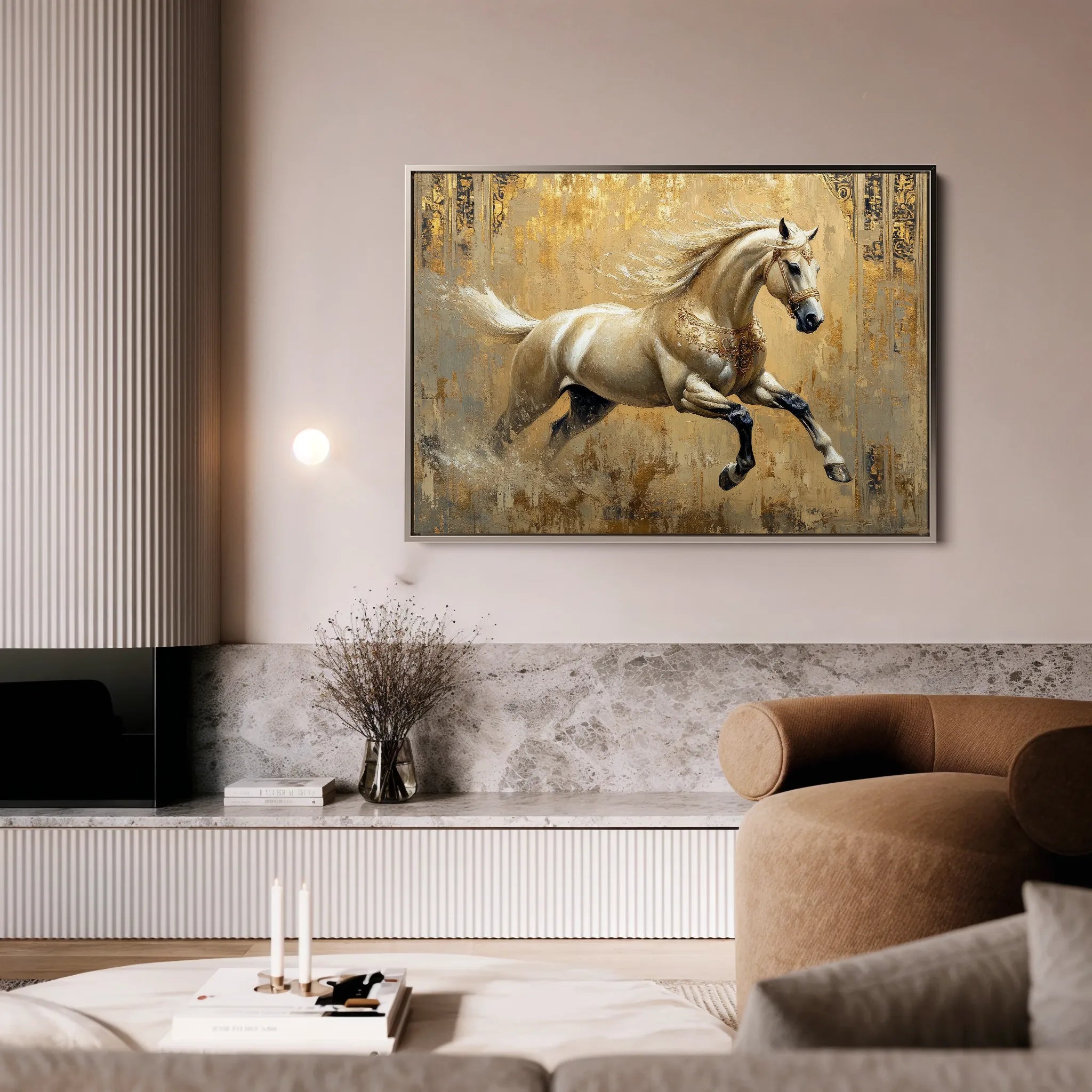 Horses 099 Canvas Art 18" x 24" / 45 x 60 cm / Black