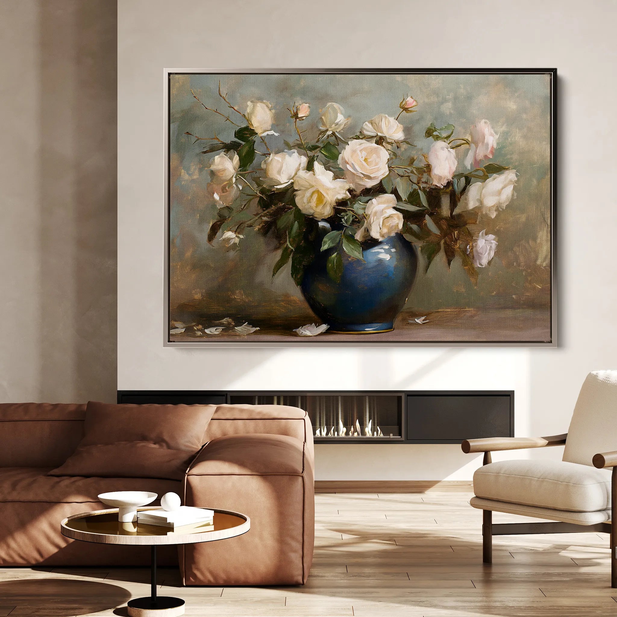 Floral 100 Canvas Art 18" x 24" / 45 x 60 cm / Black