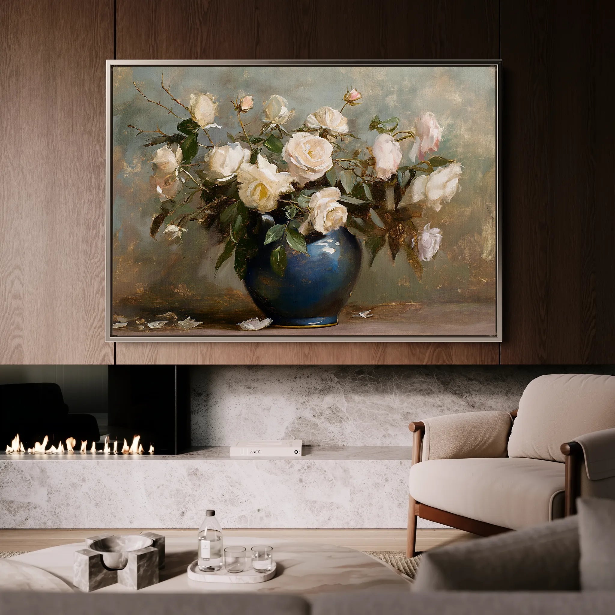Floral 100 Canvas Art 18" x 24" / 45 x 60 cm / Black