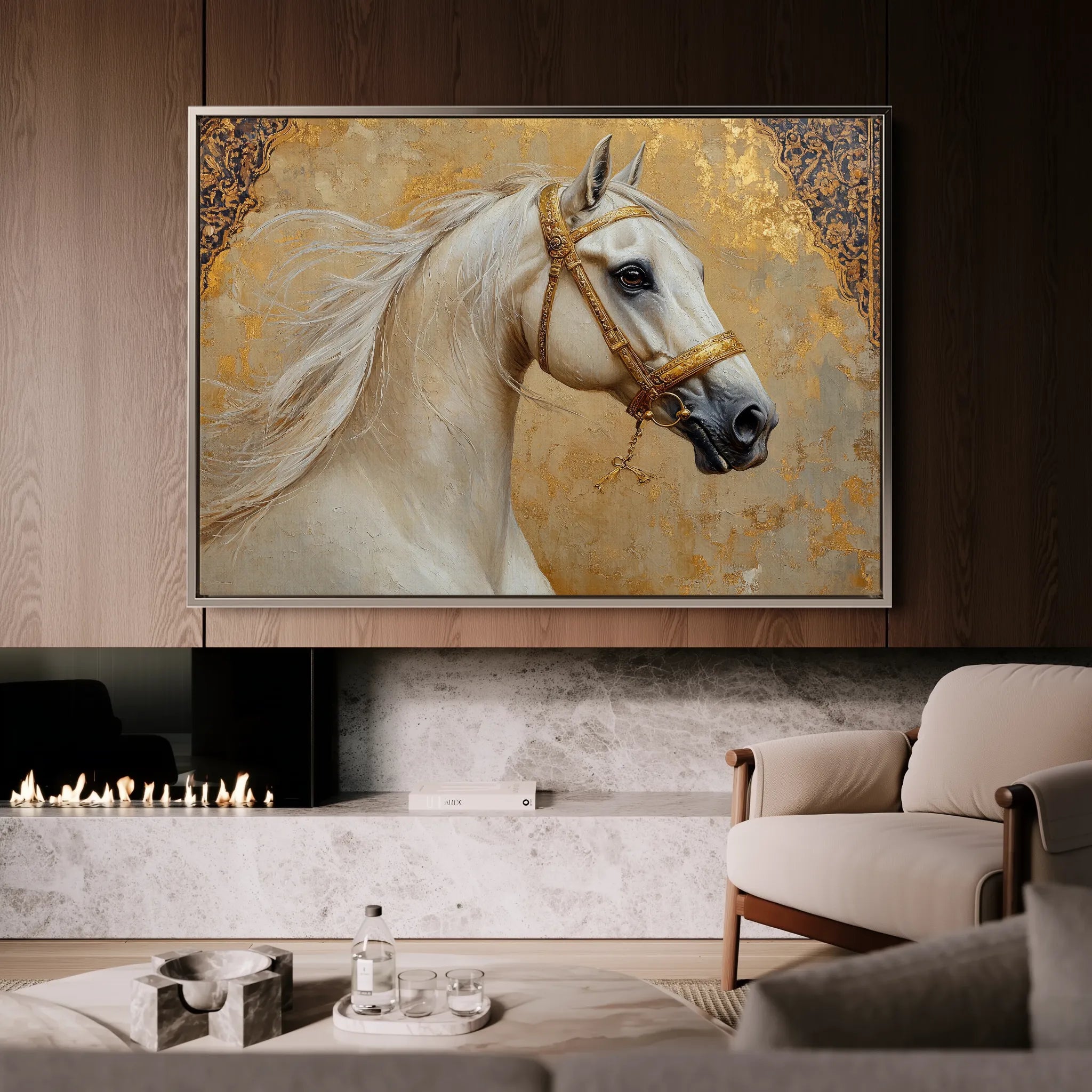 Horses 100 Canvas Art 18" x 24" / 45 x 60 cm / Black