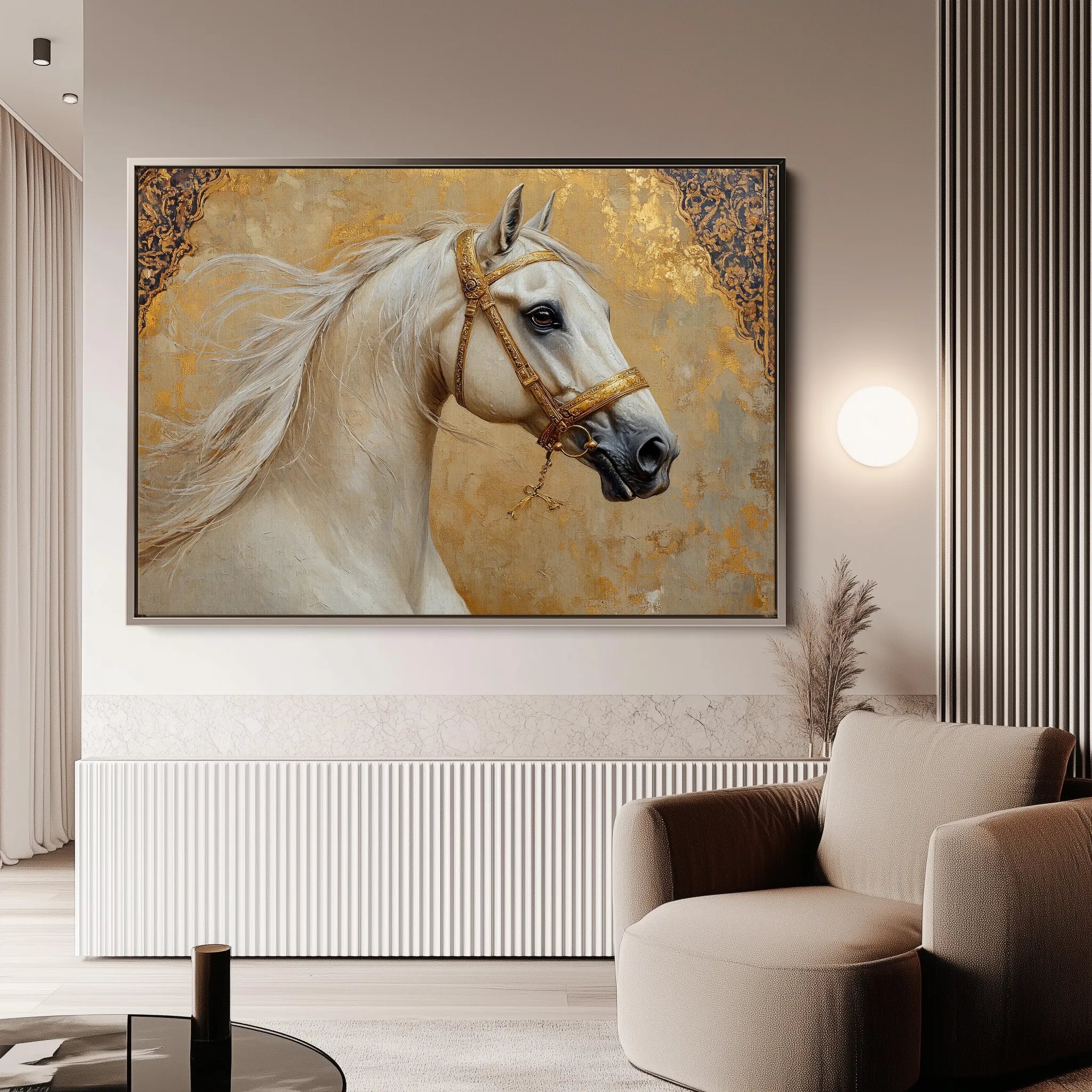 Horses 100 Canvas Art 18" x 24" / 45 x 60 cm / Black