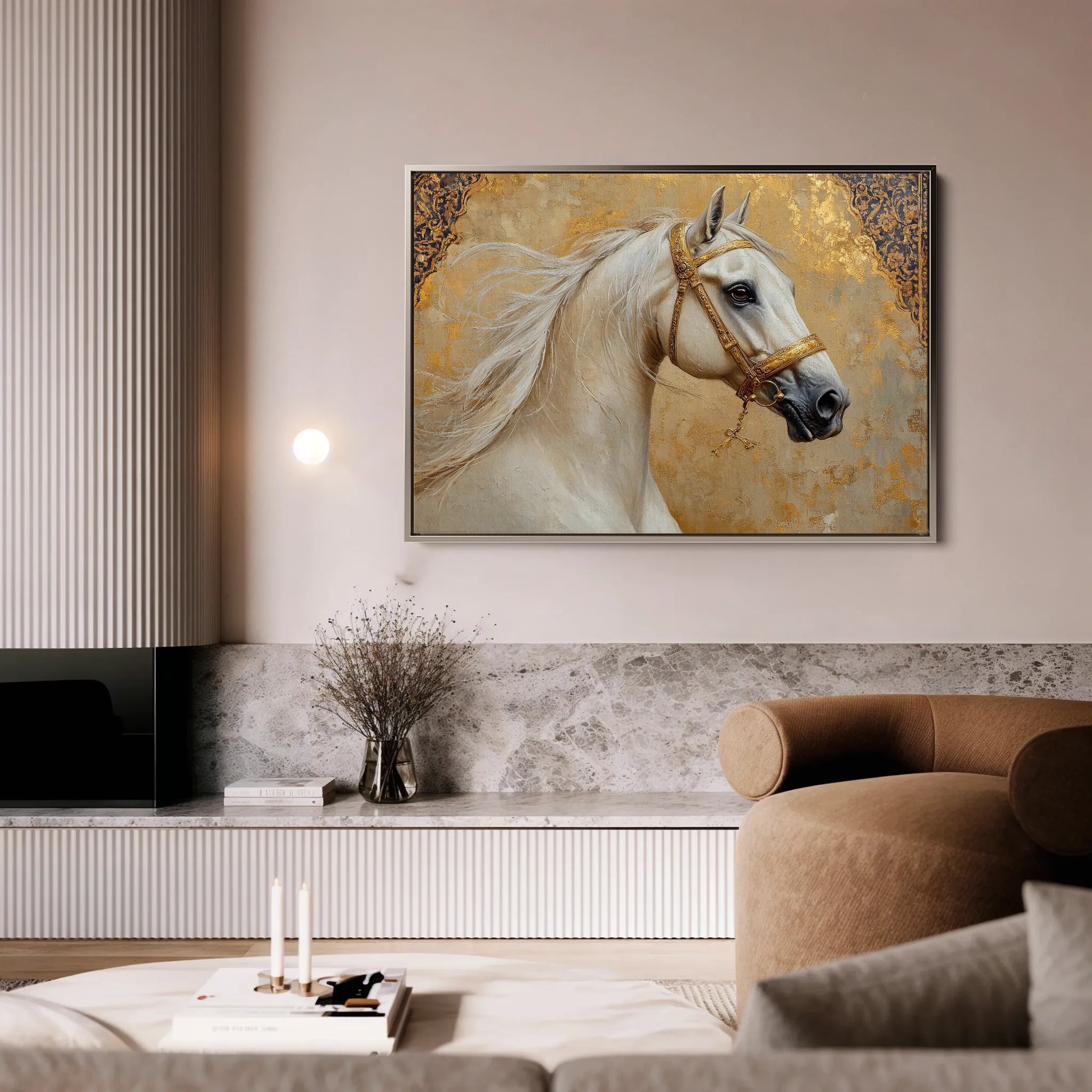 Horses 100 Canvas Art 18" x 24" / 45 x 60 cm / Black