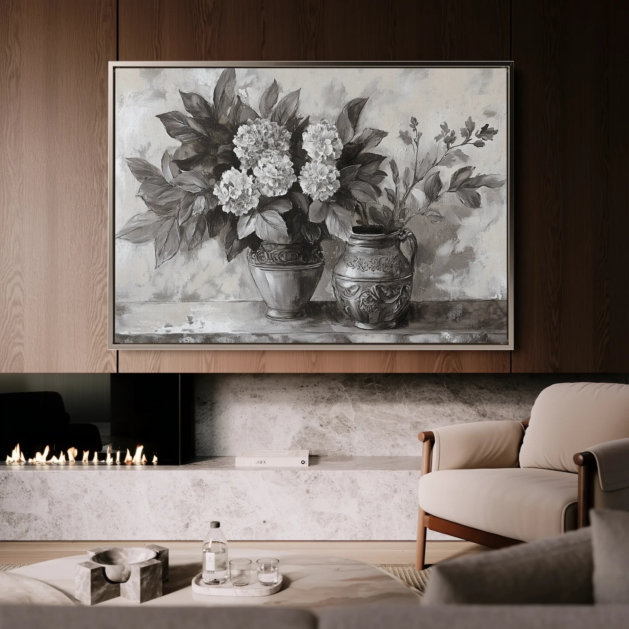 Floral 1001 Canvas Art 18" x 24" / 45 x 60 cm / Black