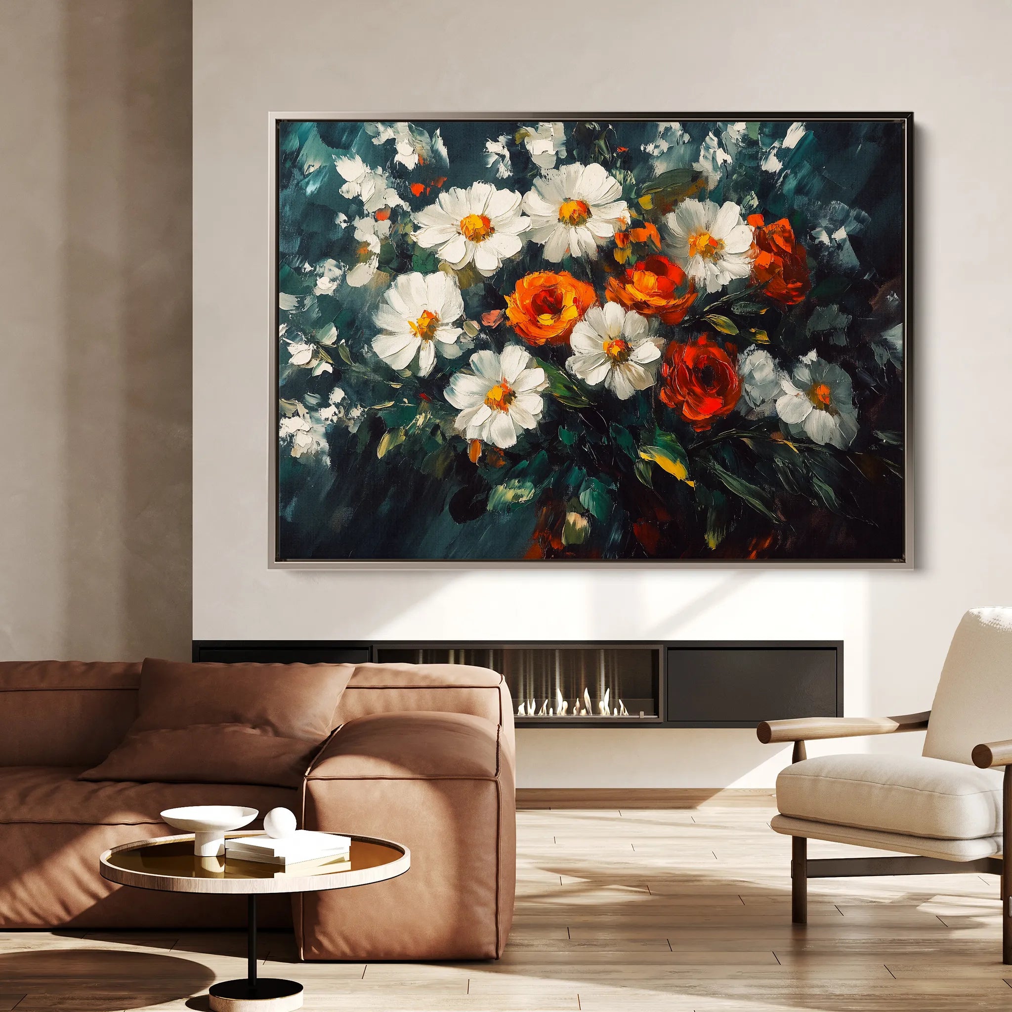 Floral 1002 Canvas Art 18" x 24" / 45 x 60 cm / Black