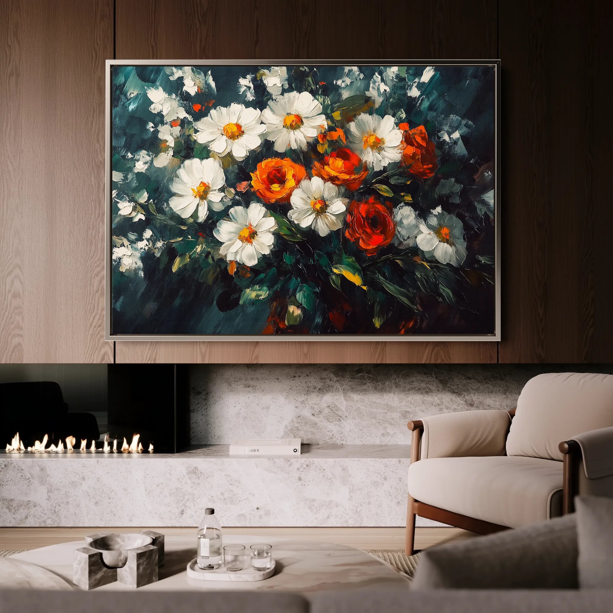 Floral 1002 Canvas Art 18" x 24" / 45 x 60 cm / Black